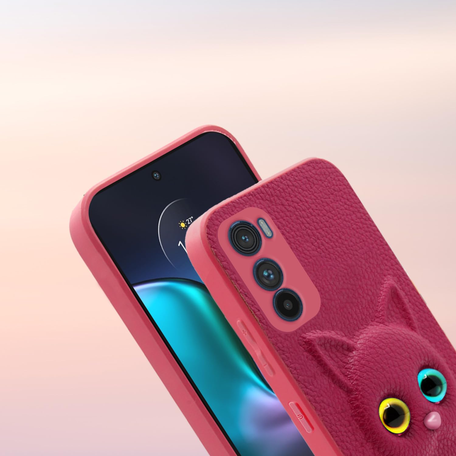 Moto Edge 30 Cat back cover in pink by Pikkme – photo 7