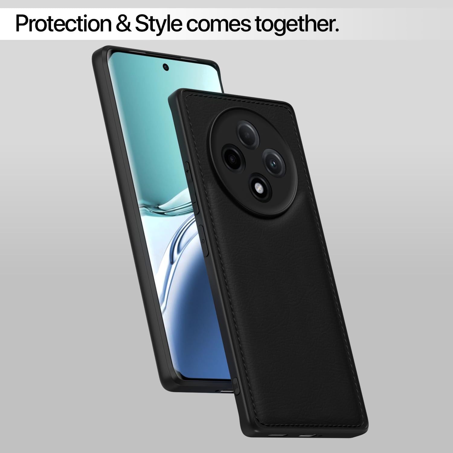 Pikkme Oppo F27 Pro Plus 5G Leatherback Back Case | Black