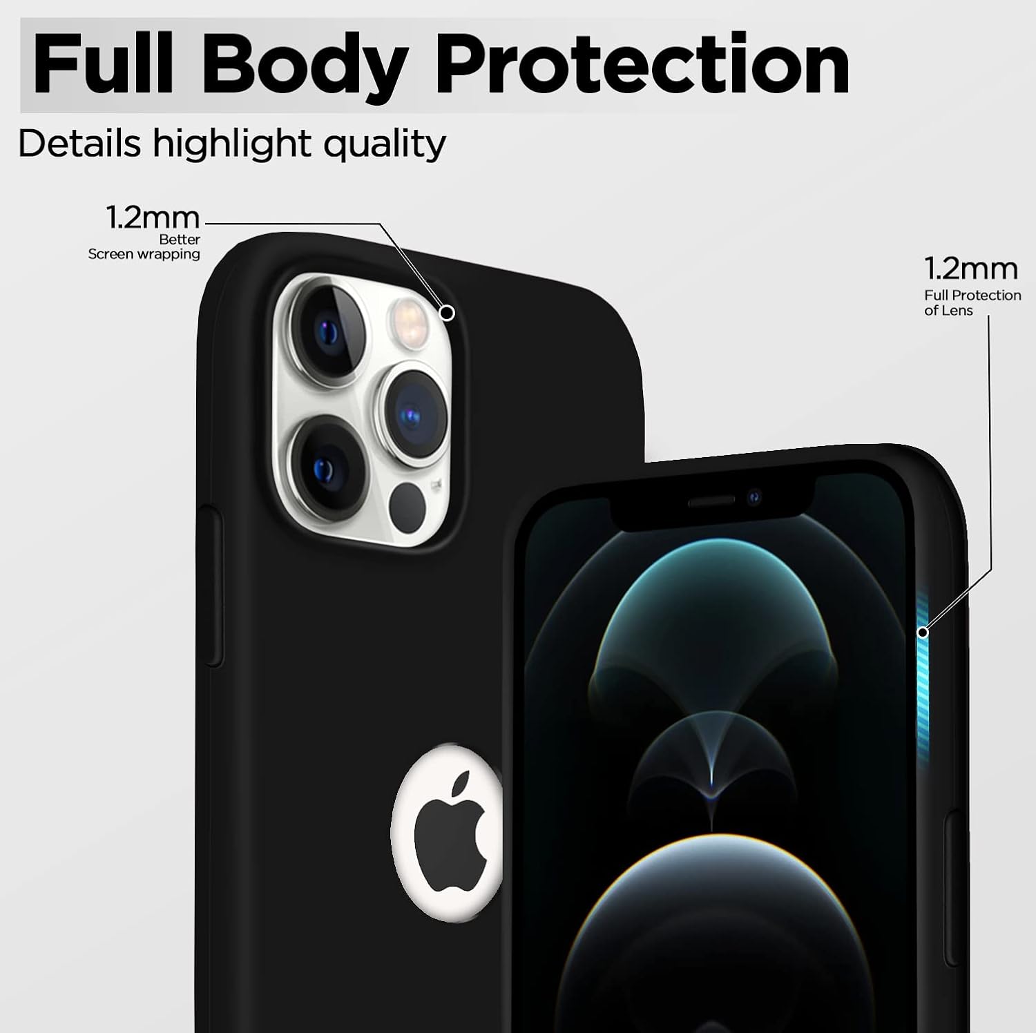 Pikkme iPhone 12 Pro Max Super Soft Silicone Back Cover (Black)