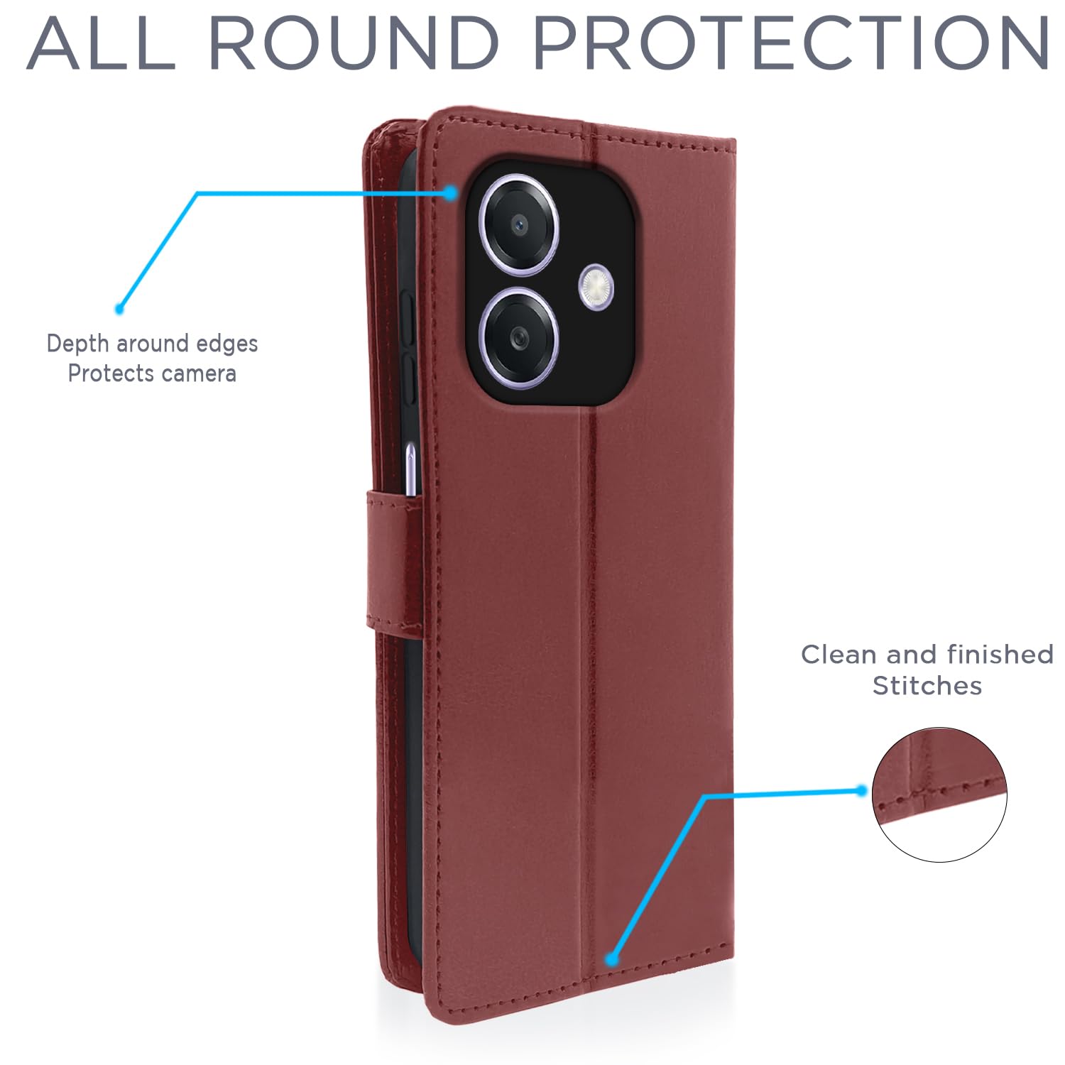 Pikkme Oppo A3X 5G Vintage Flip Cover (Brown)