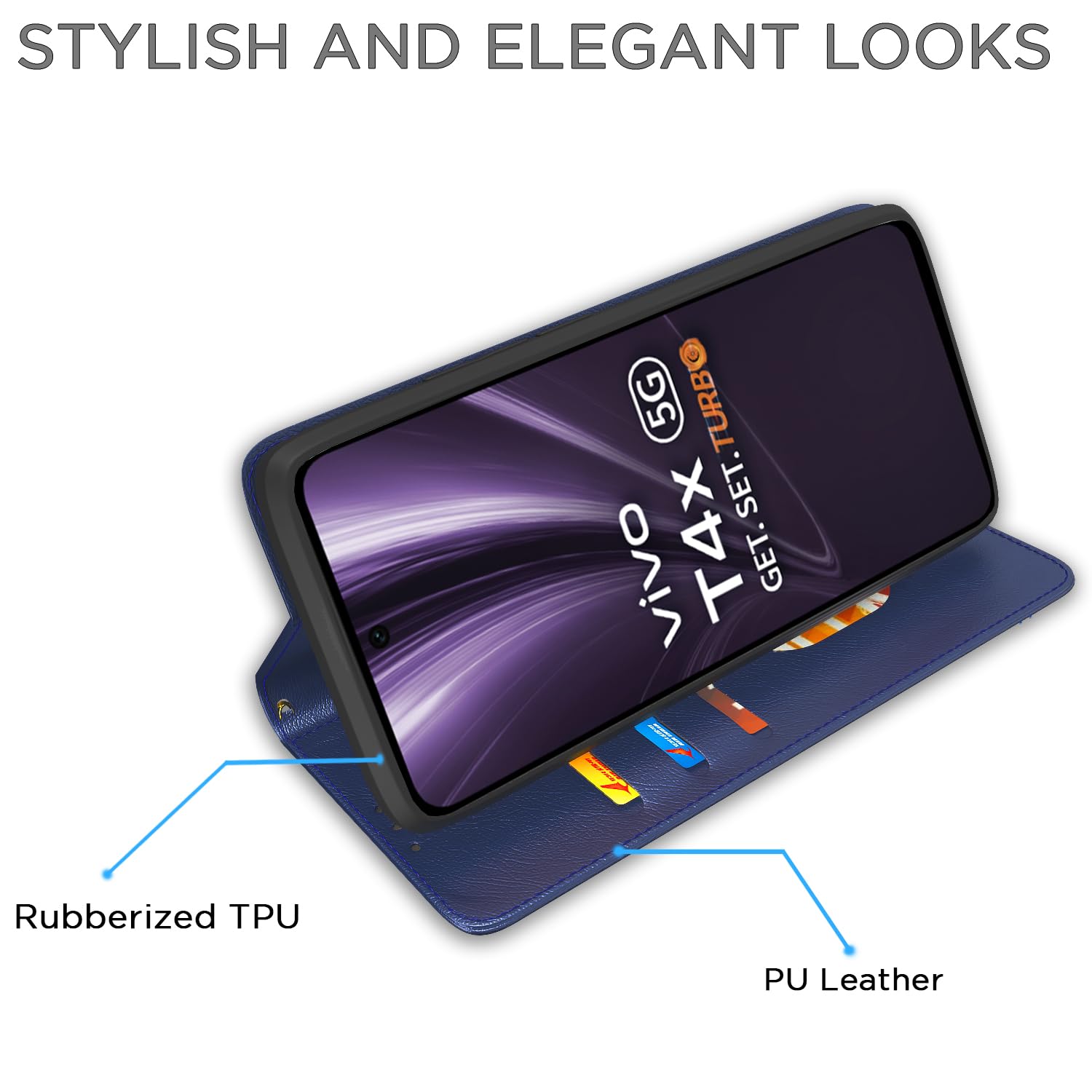 Pikkme blue mobile flip cover for Vivo T4x 5G – photo 5