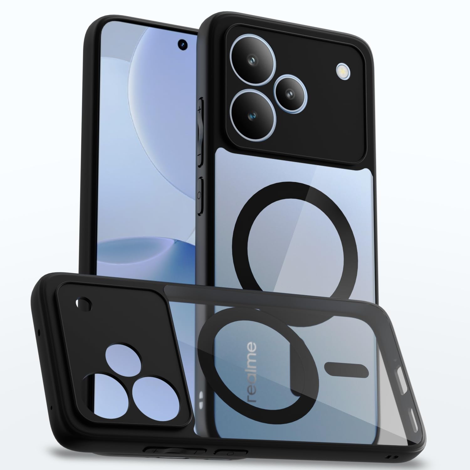 Black mag-safe mobile cover for Realme P4 5G – Pikkme