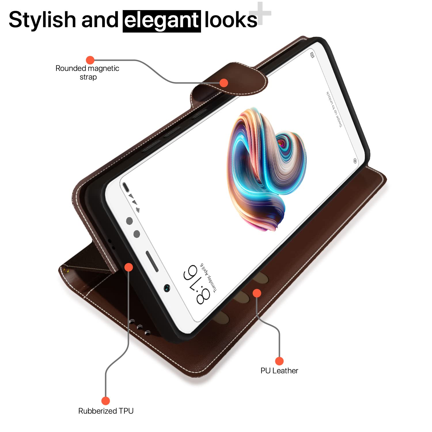 Redmi Note 5 Pro flip case in brown & coffee by Pikkme – photo 3