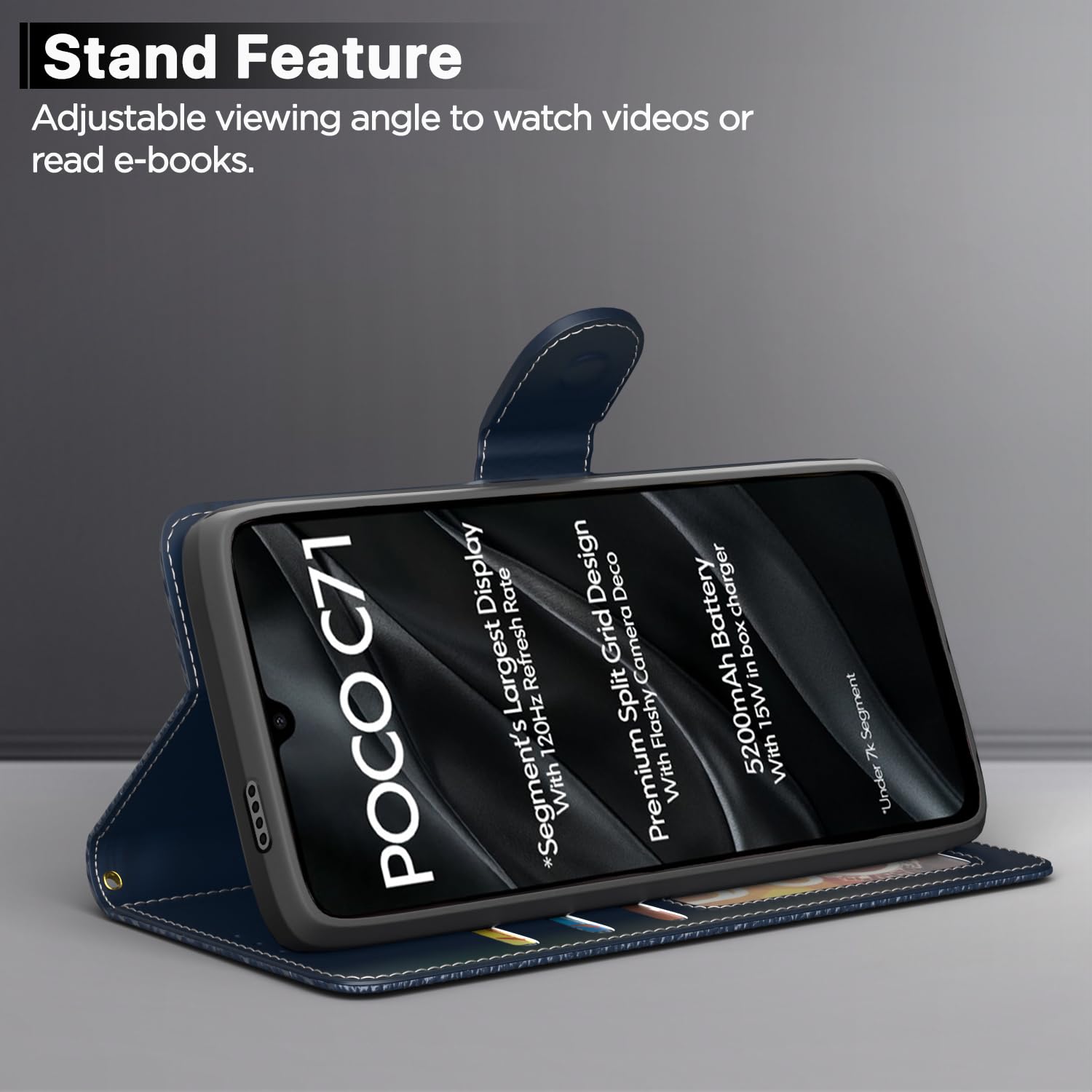 Pikkme blue Wallet wallet flip cover for Poco C71/Redmi A5 – photo 3