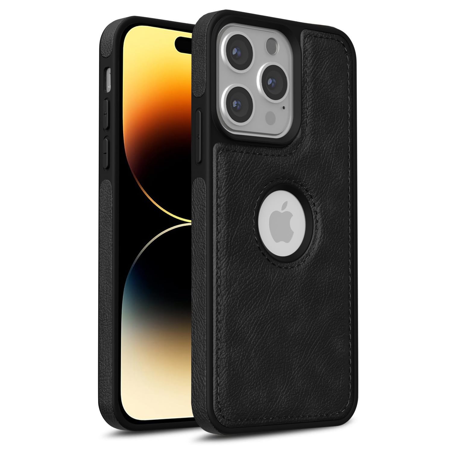Pikkme iPhone 14 pro Leather Back Case - Black