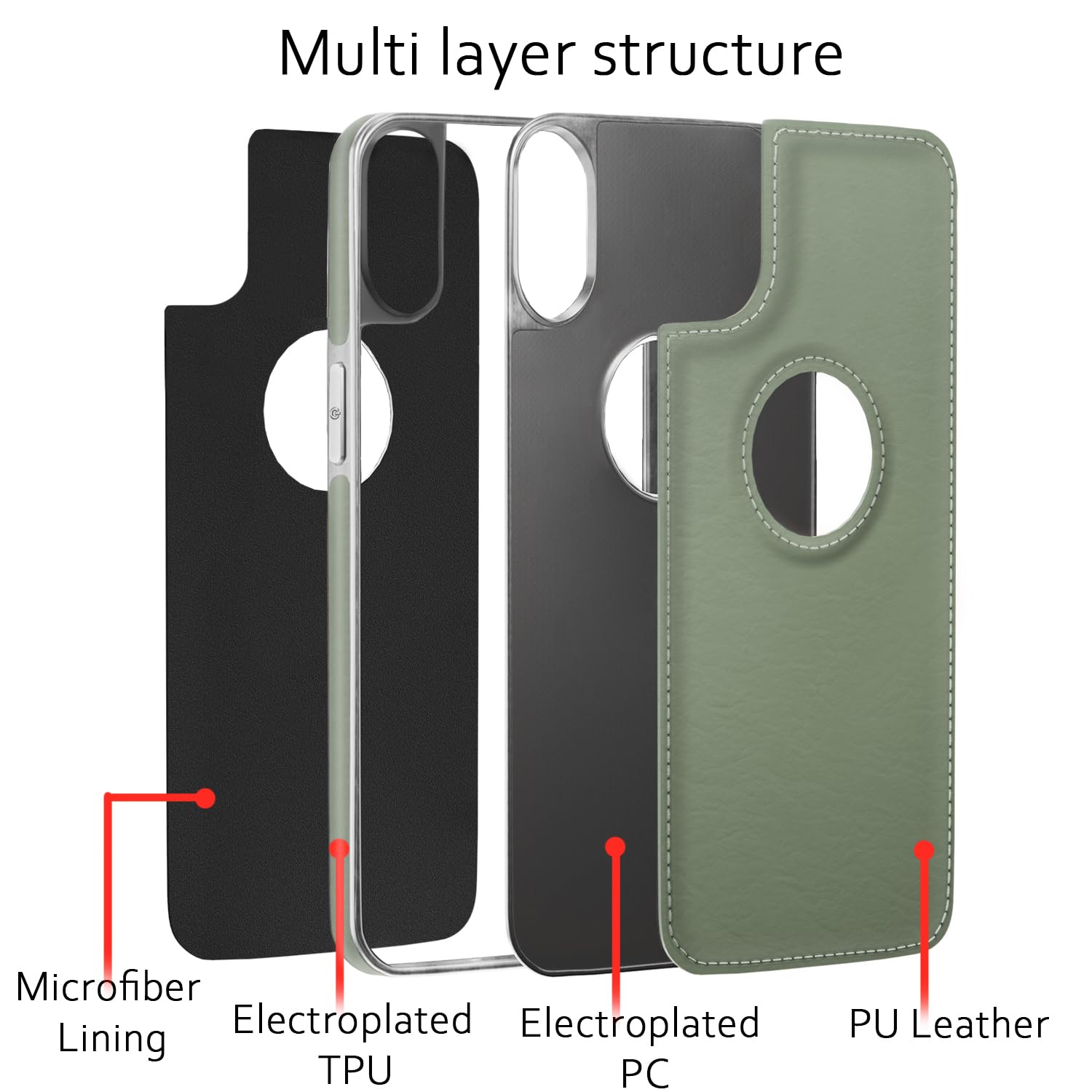 Pikkme iPhone XR Silver Electroplated Chrome Leather Back Cover (Green)