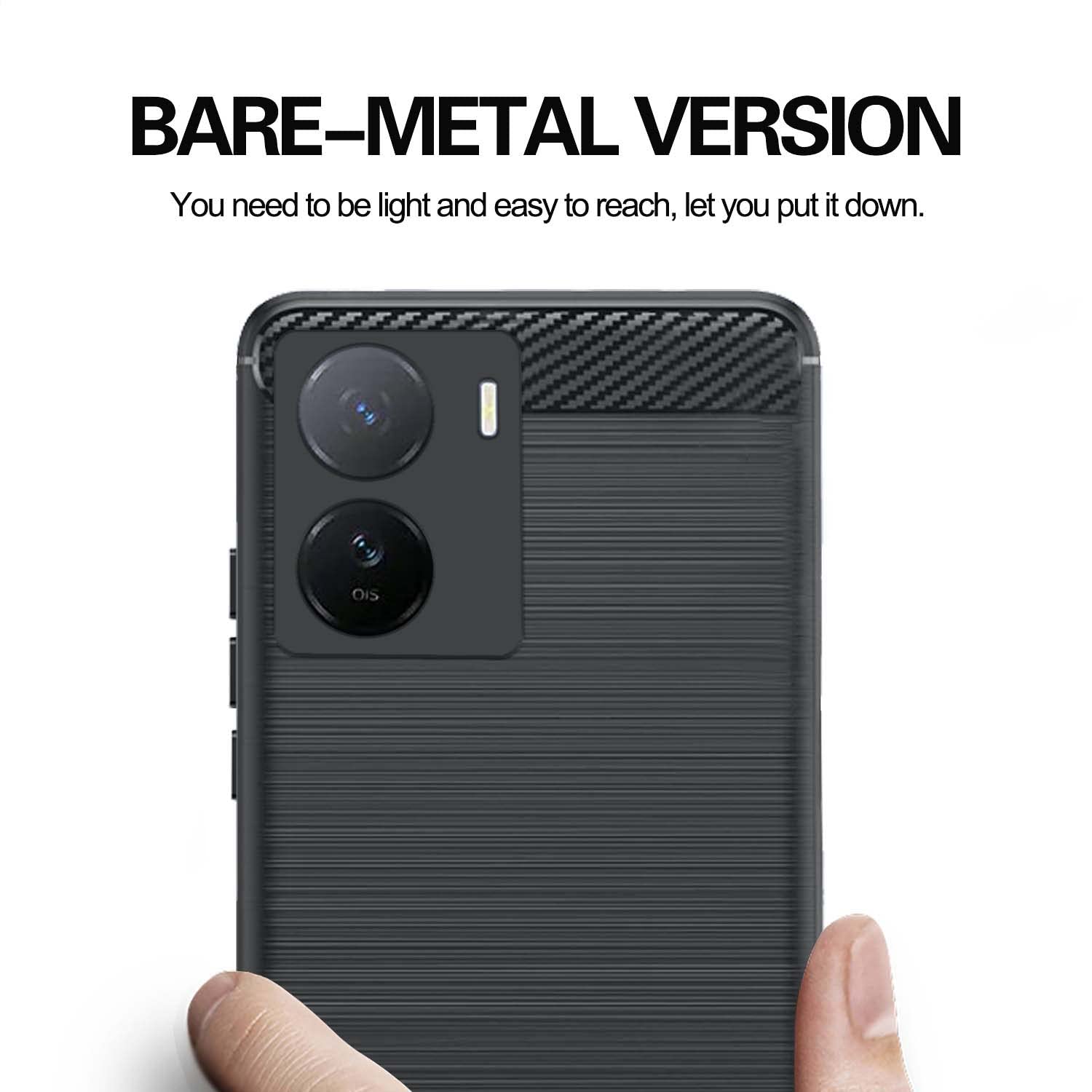 Pikkme iQOO Z7 5G / iQOO Z7s 5G Hybrid Carbon Fiber Back Cover | Black