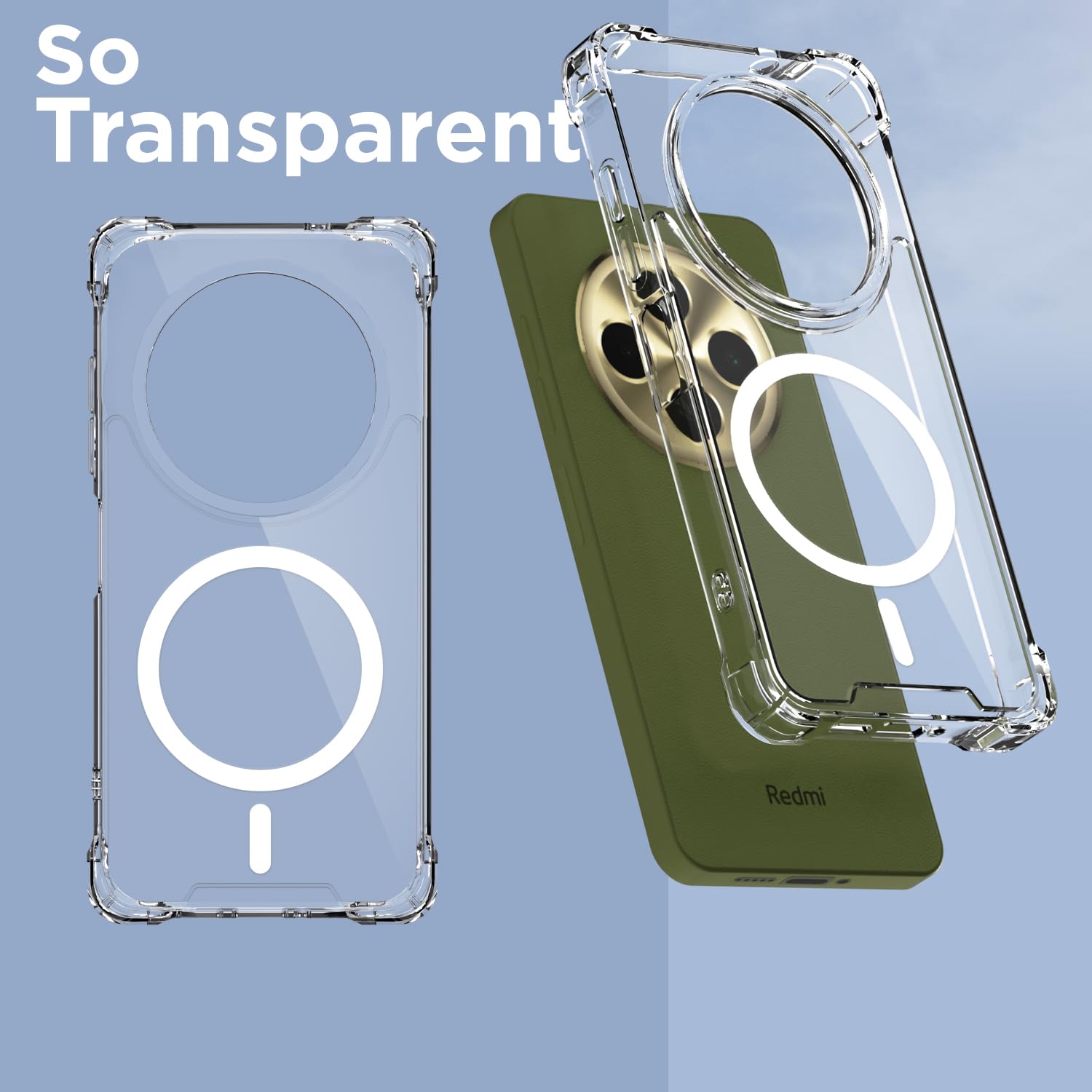 Pikkme transparent mag-safe phone cover for Redmi 14c/A4/Poco C75 5G – photo 2