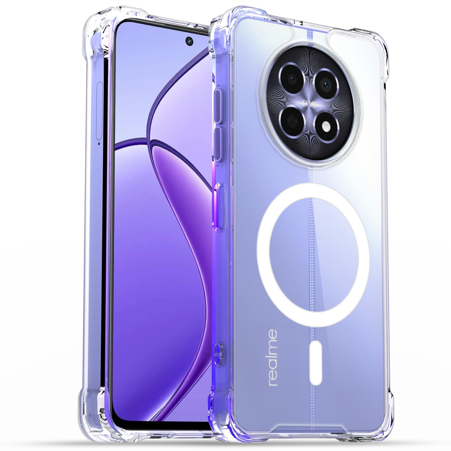 Realme Narzo 70x 5G/N65/13/12/12X 5G/C65 mobile cover in transparent mag-safe by Pikkme