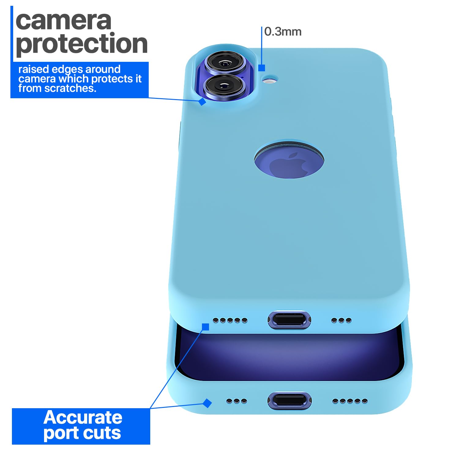 Pikkme iPhone 16 Super Soft Silicone Back Cover (Sea Blue)
