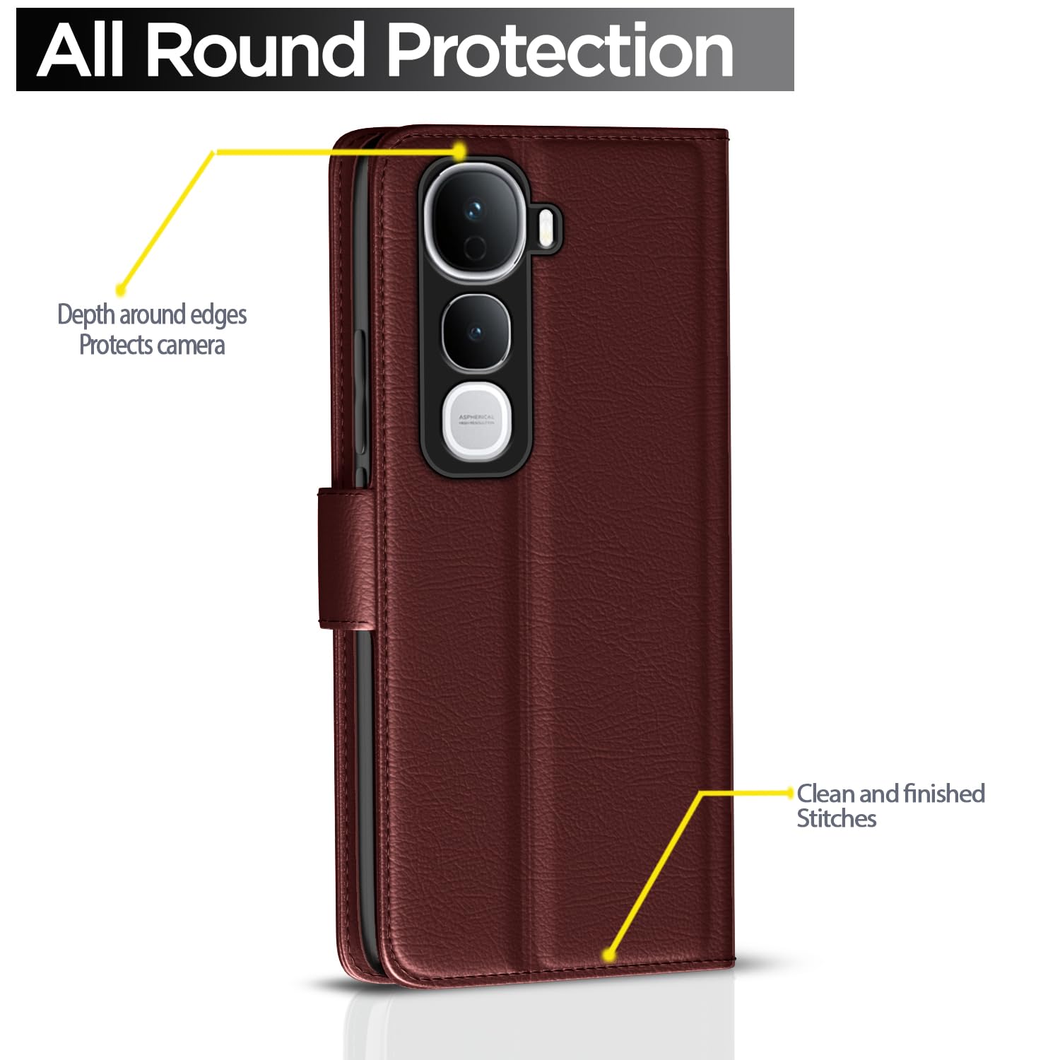 Pikkme Vivo Y400 Pro 5G brown mobile flip cover – photo 4