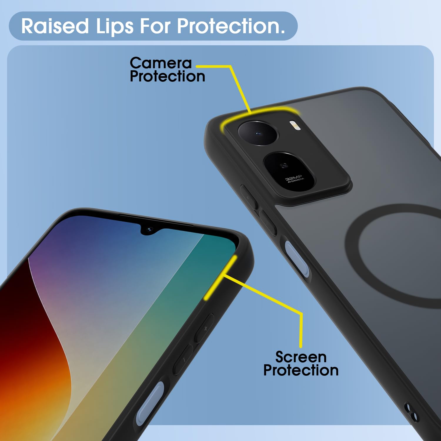 Pikkme black smoke mag-safe MagSafe back cover for Redmi A7 Pro/Poco C85x 5G – photo 4