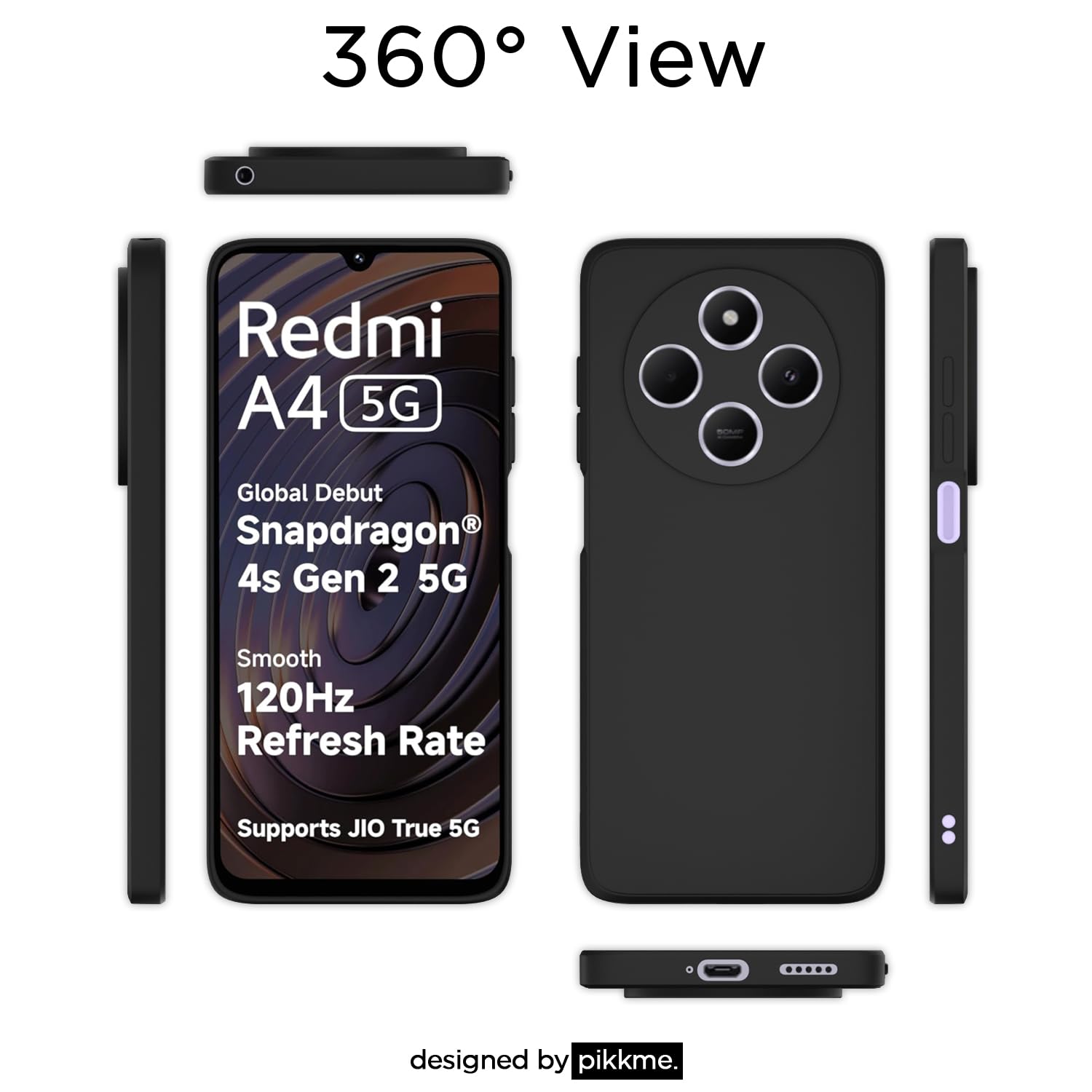 Pikkme Redmi A4/14C/Poco C75 5G Matte black mobile back cover – photo 4