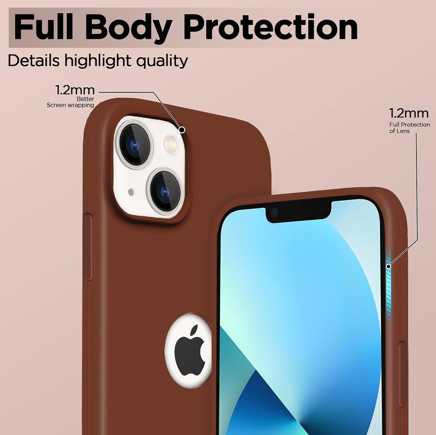Pikkme iPhone 13 Mini Silicone Back Cover (Brown)