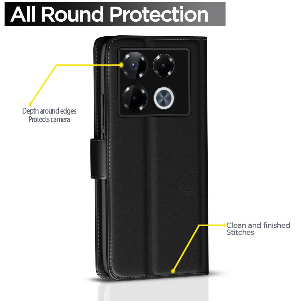 Pikkme black Wallet flip cover for Infinix Note 40 Pro Plus 5G – photo 4