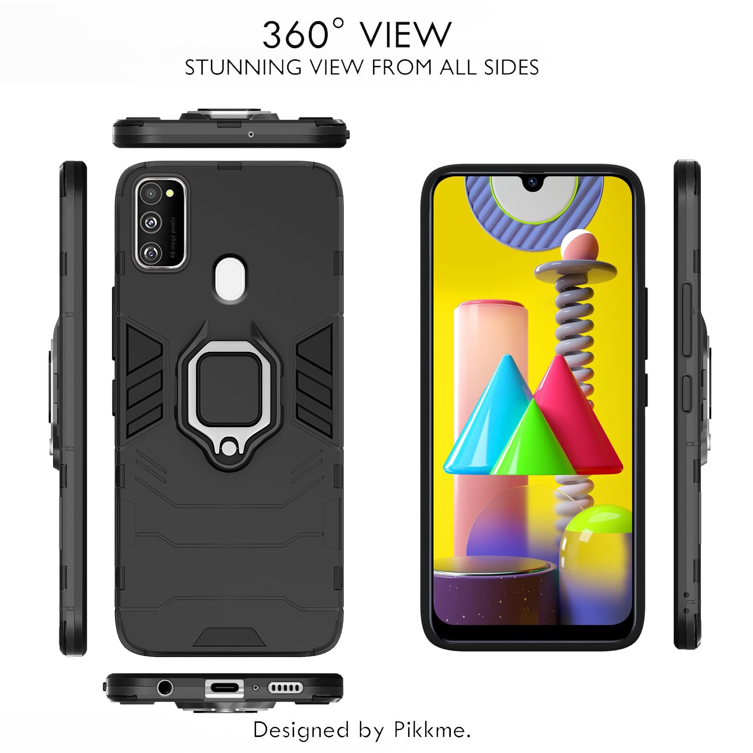 Pikkme Samsung Galaxy M21 / M30s / M21 2021 D5 Tough Armor Back Cover | Black