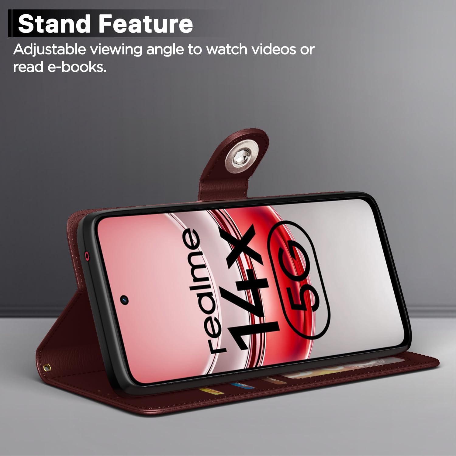 Realme Narzo 80x/P3x/14X 5G Button mobile flip cover in brown by Pikkme – photo 3