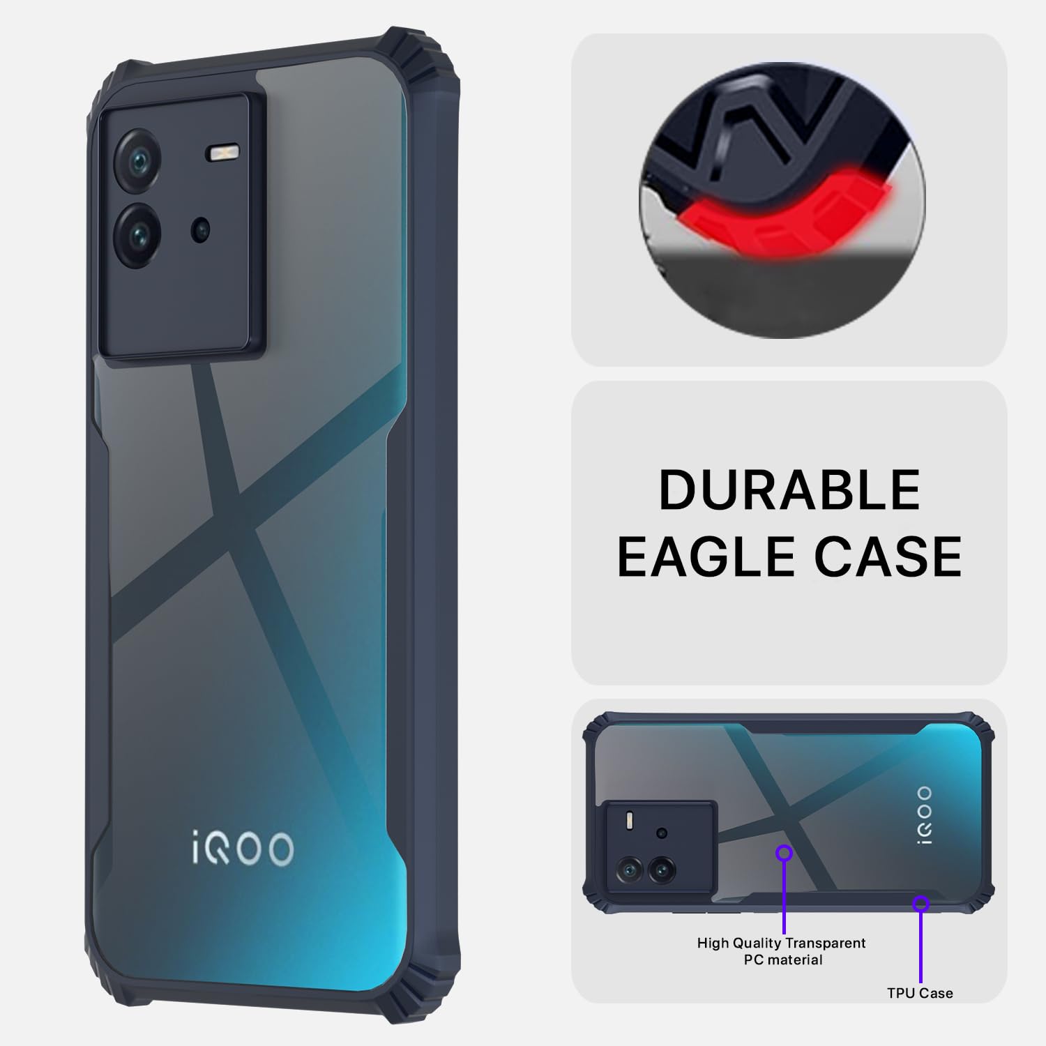 Pikkme iQOO Neo 6 5G Eagle Back Cover (Blue)