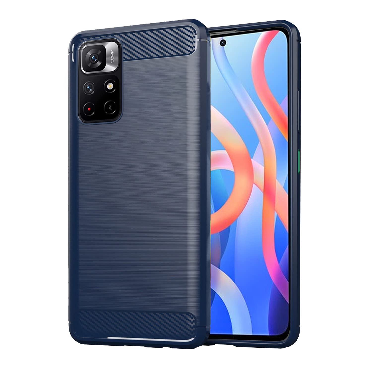 Redmi Note 11T / Poco M4 Pro 5G Hybrid Carbon Fiber Back Cover - Blue