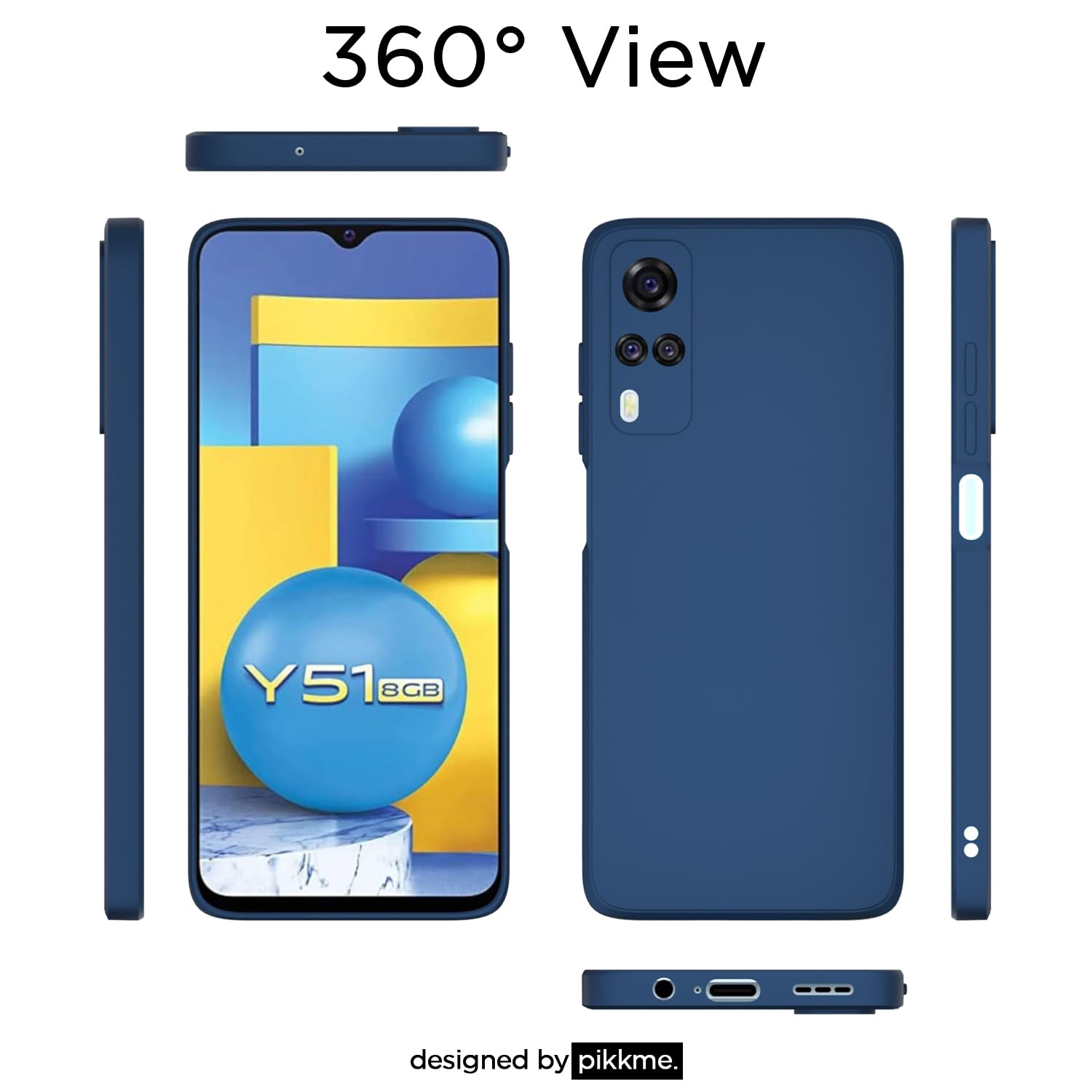 Pikkme Vivo Y31 / Y51A / Y51 / Y51i Soft Matte Silicone Shockproof Case (Blue)