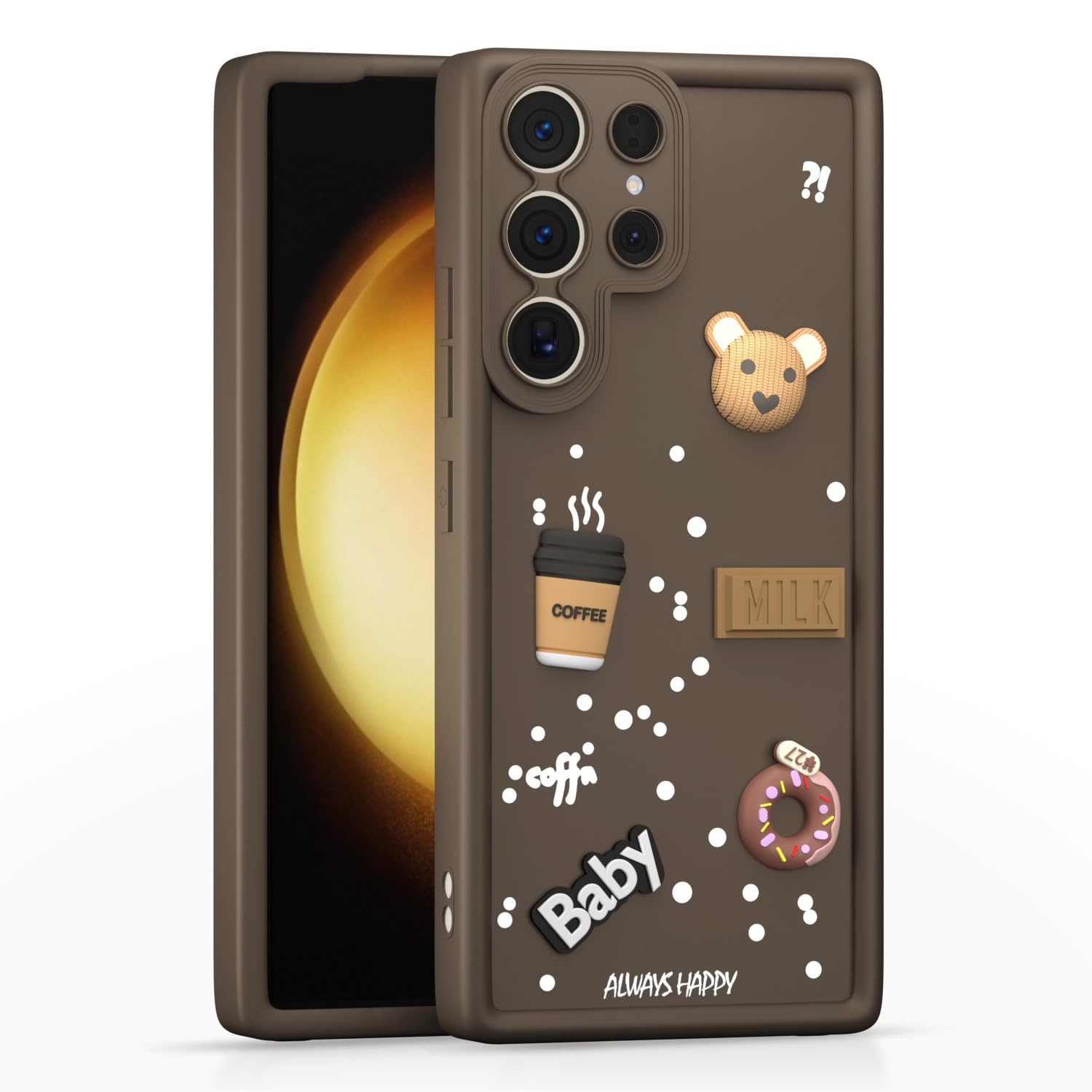 Pikkme Samsung Galaxy S23 Ultra 5G Cute Fun Cartoon 3D Bear Silicone back Cover - Brown