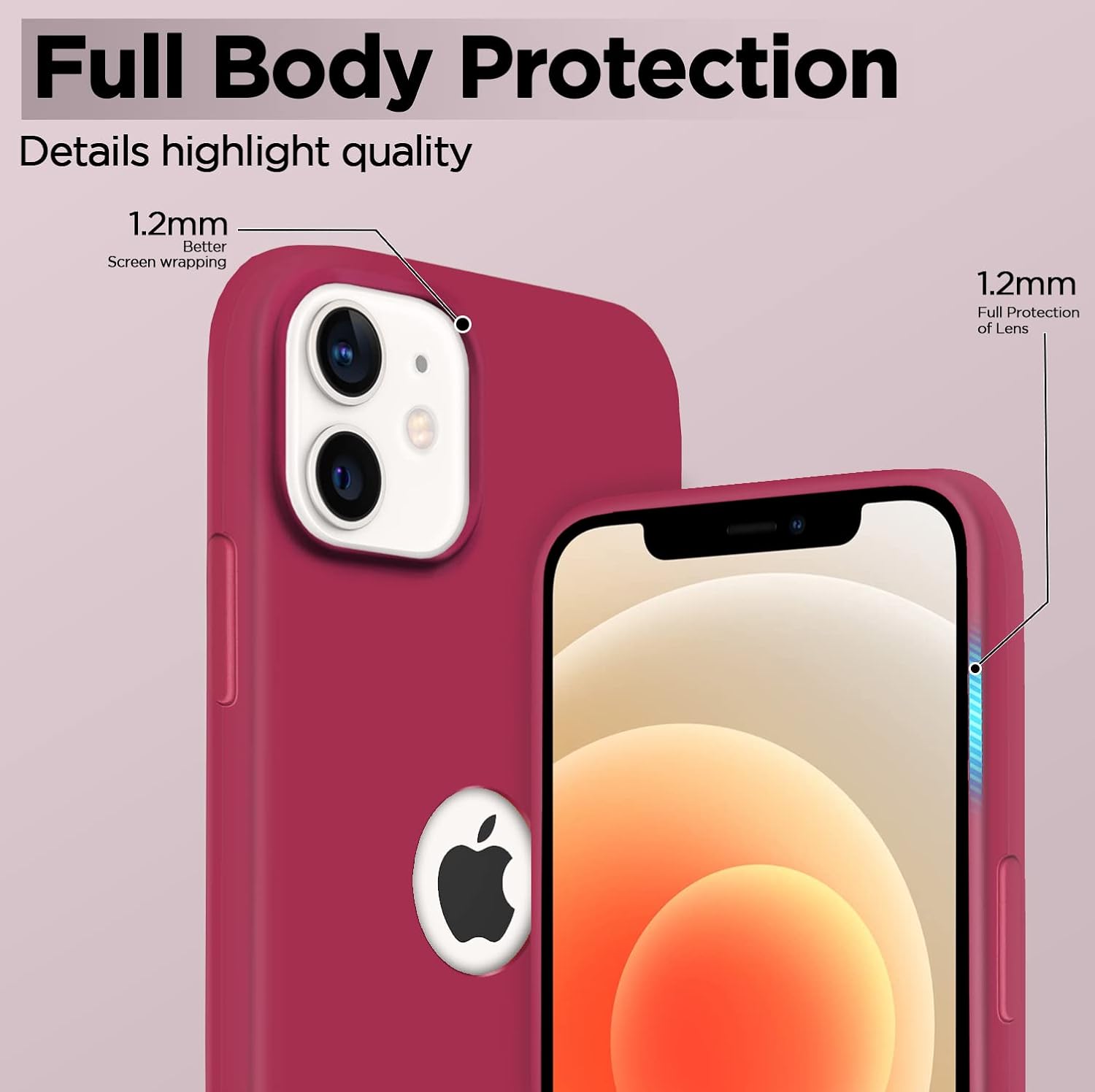 Pikkme iPhone 12 Mini Super Soft Silicone Back Cover (Rose Red)