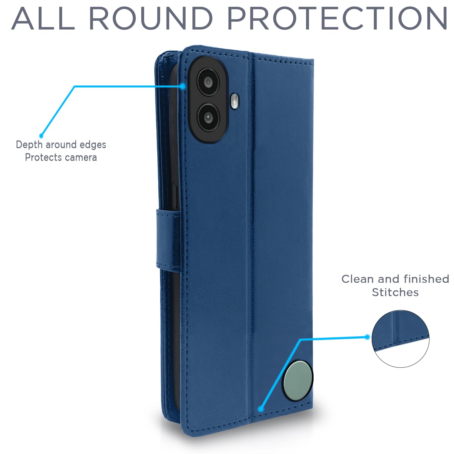 Pikkme CMF By Nothing Phone 1 Vintage Flip Cover (Blue)