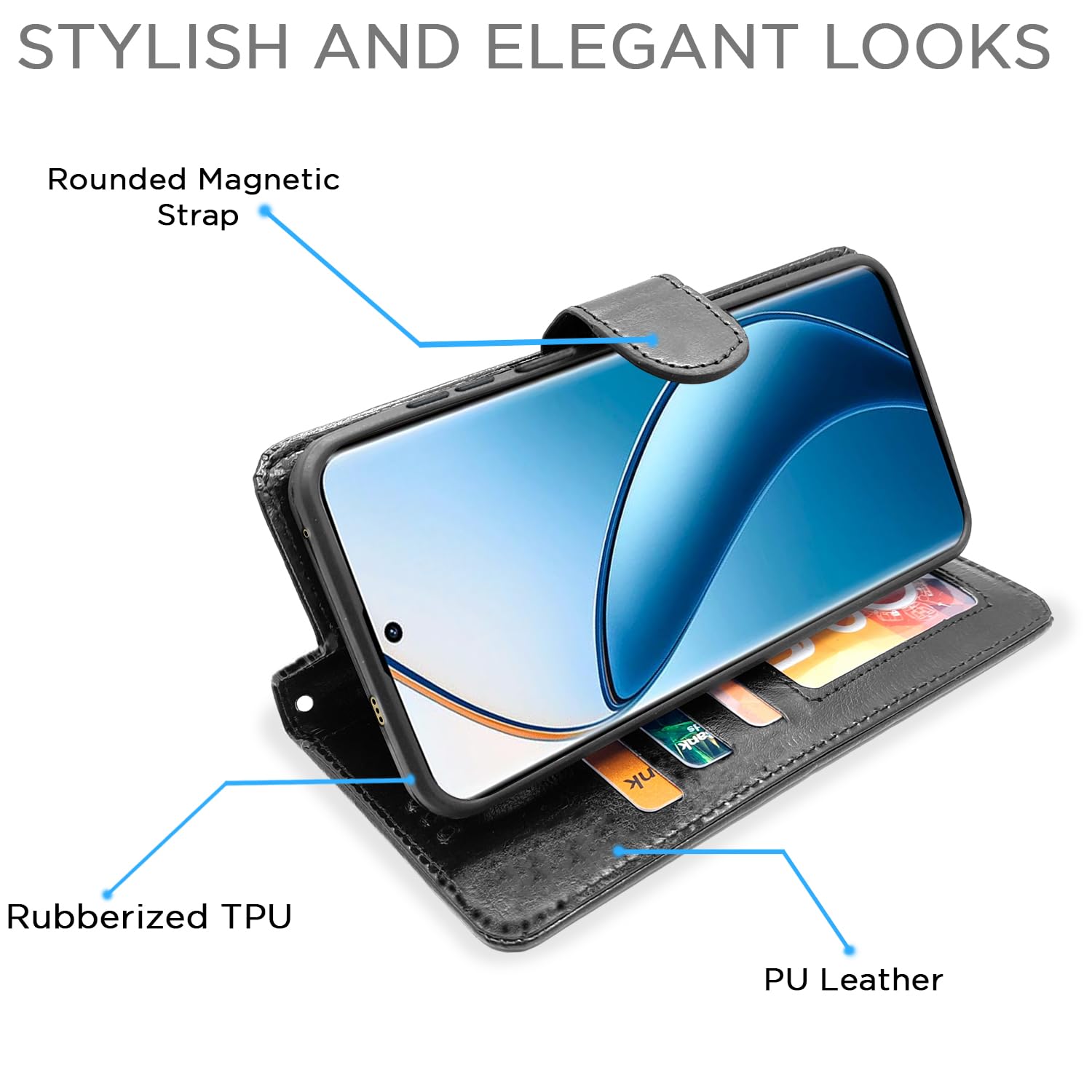 Black Wallet mobile flip cover for Realme 12 Pro/12 Pro Plus 5G – Pikkme – photo 3