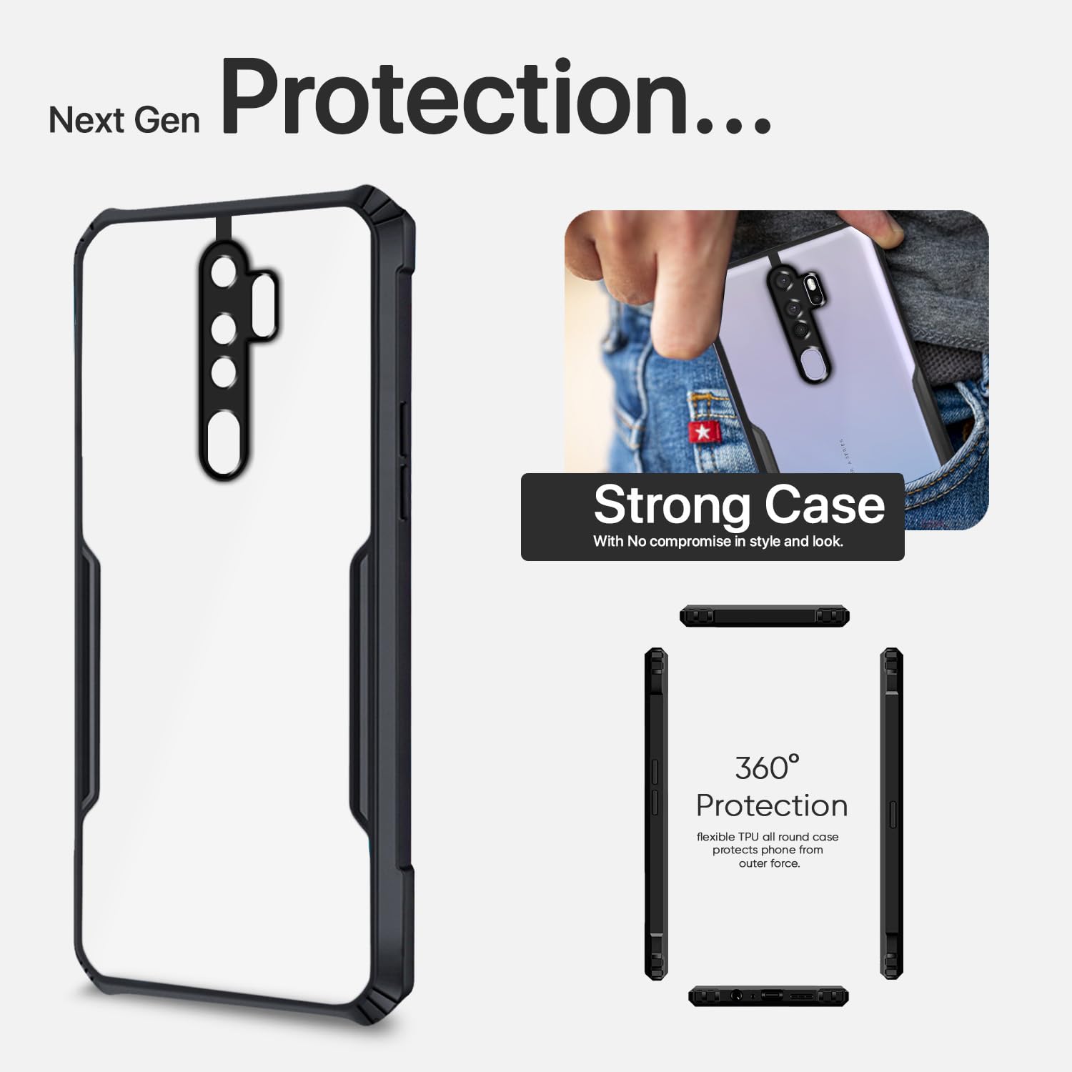 Pikkme Oppo A5 2020/A9 2020 Eagle Back Cover (Black)