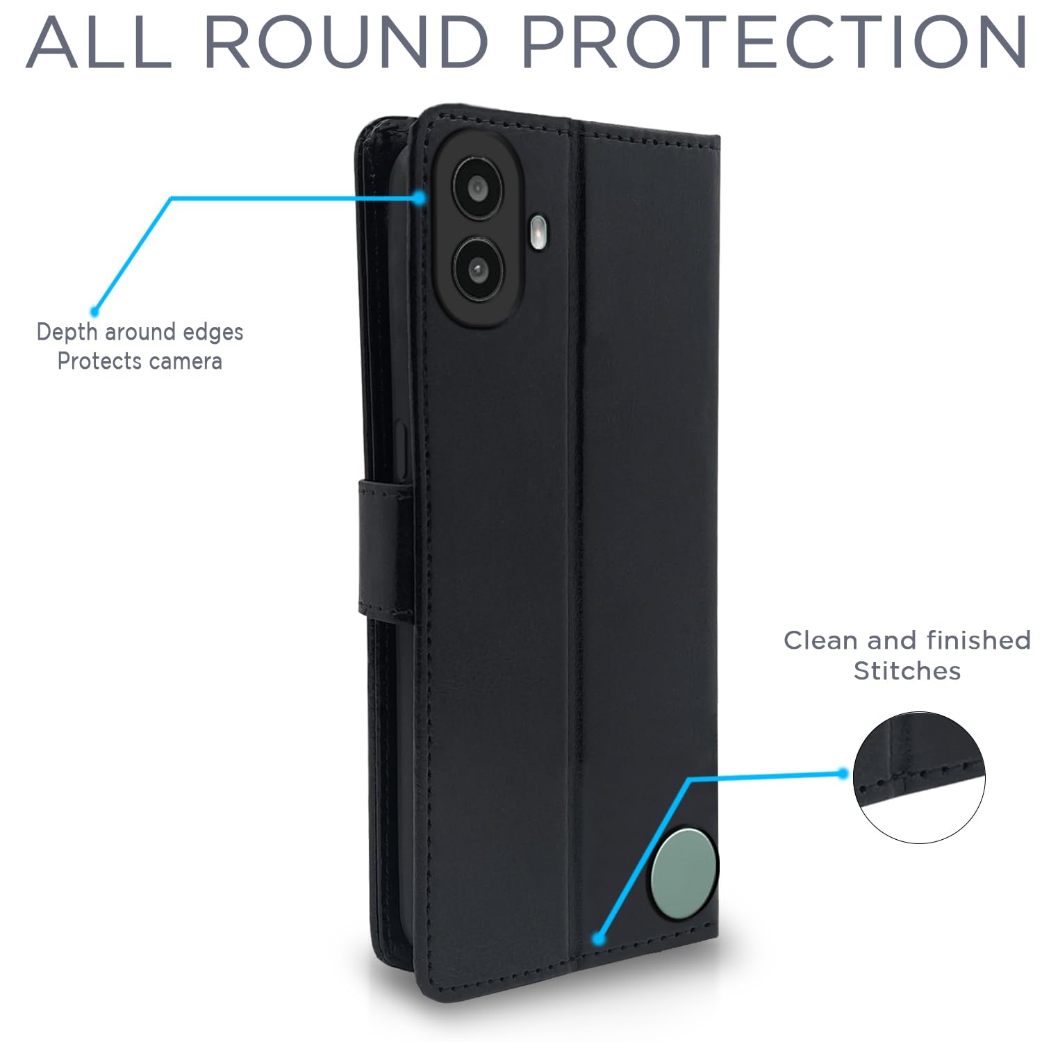 Pikkme CMF By Nothing Phone 1 Vintage Flip Cover (Black)