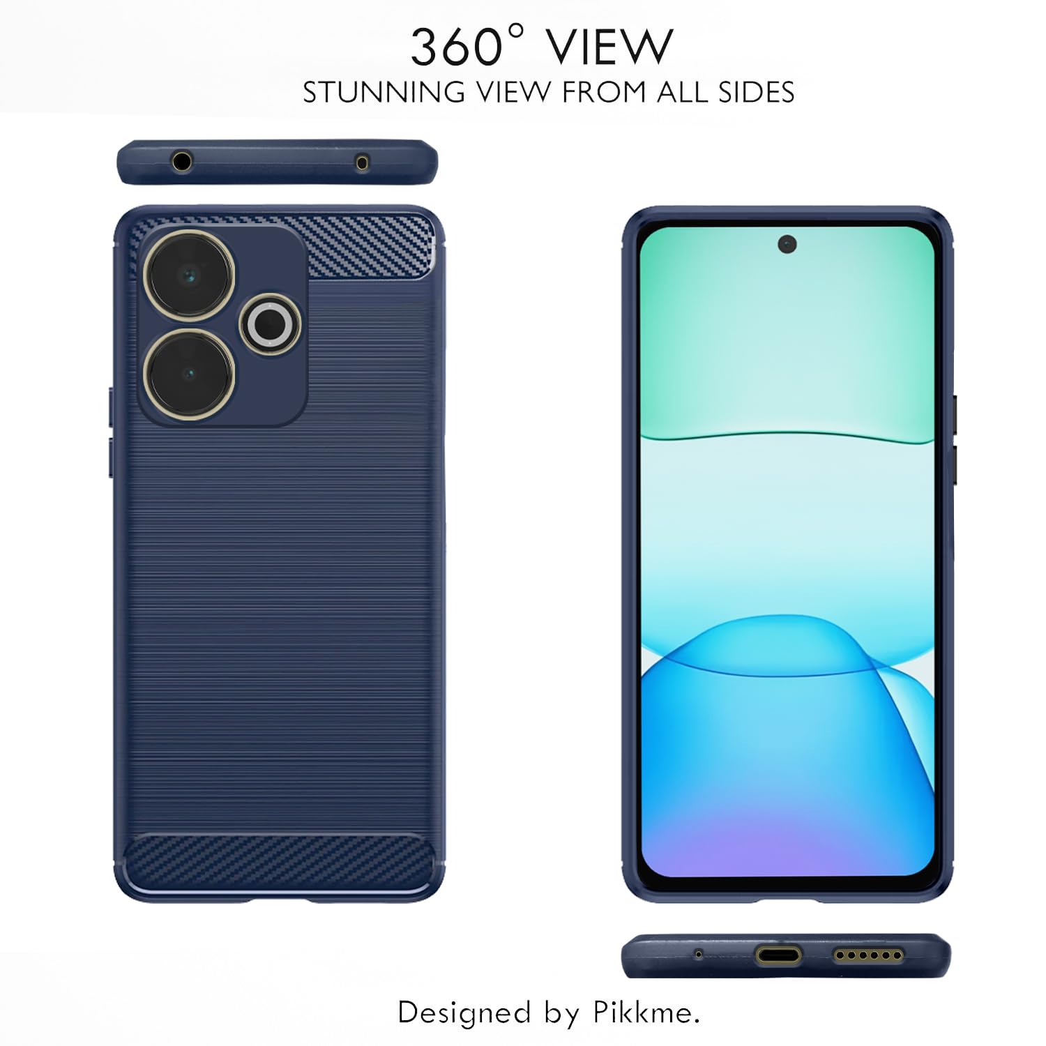 Pikkme Redmi 13 5G Hybrid Carbon Fibre Back Cover (Blue)