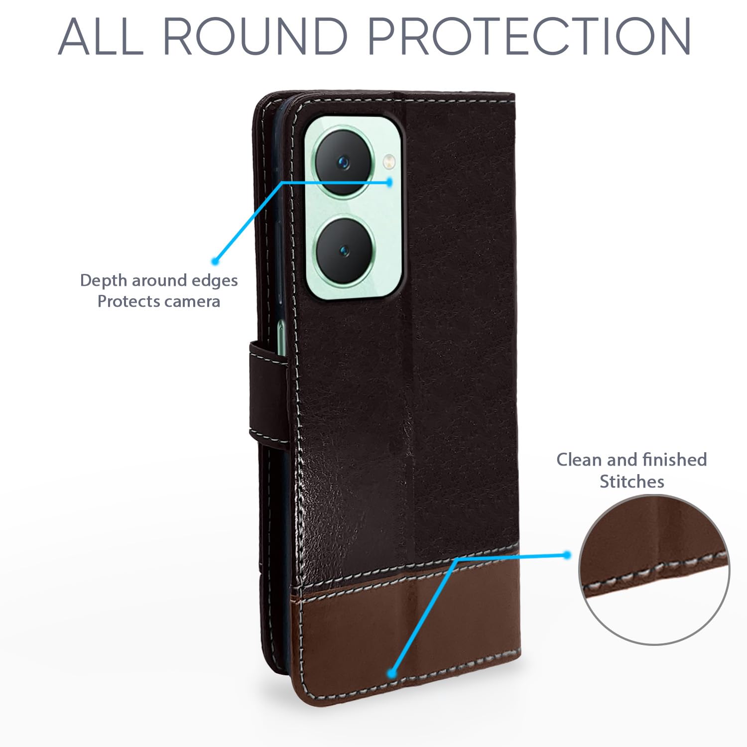 Pikkme coffee & brown mobile flip cover for iQOO Z9 Lite 5G/Vivo T3 Lite 5G/Vivo Y18/Y18e/Y03 – photo 2
