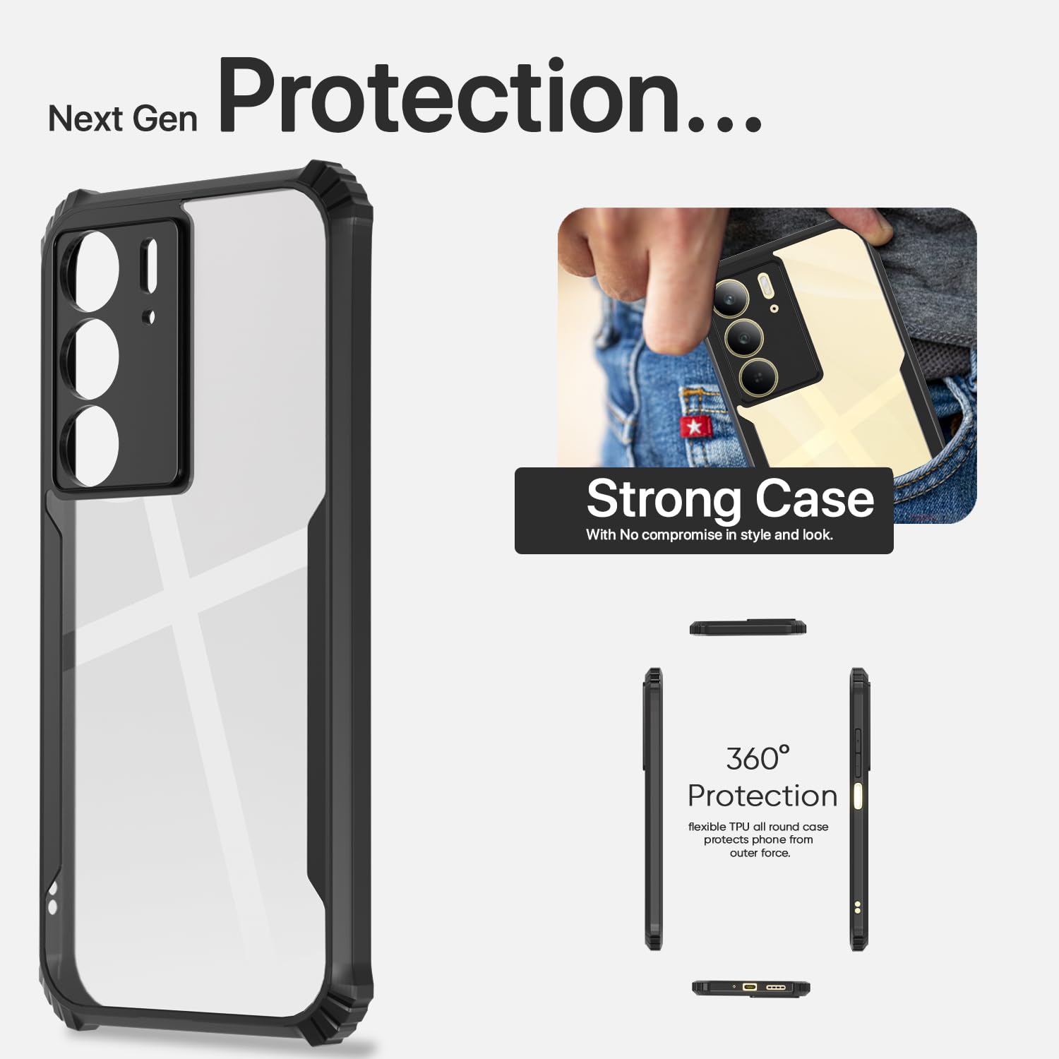 Pikkme Realme C71 Eagle Clear Transparent Back Cover (Black)