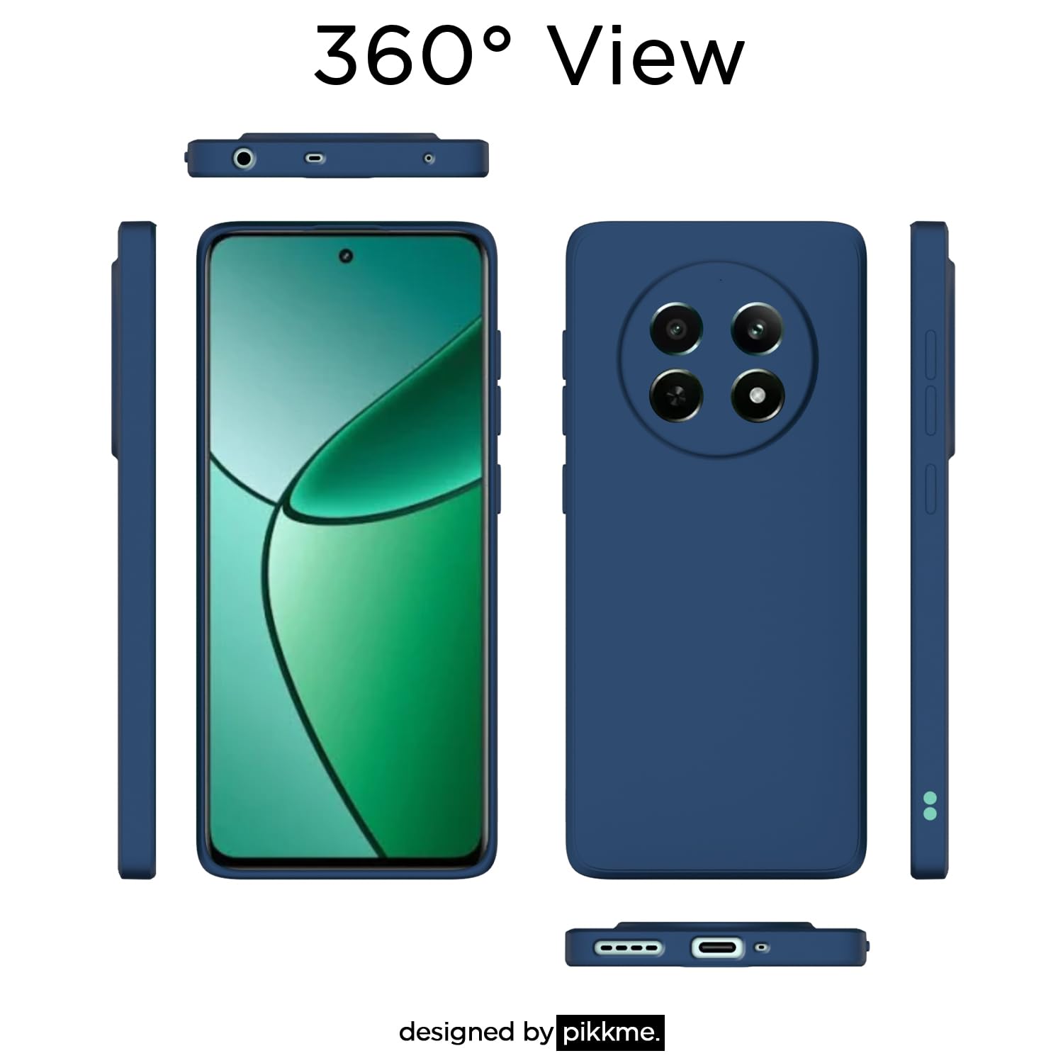 Pikkme Realme 12 5G Liquid Silicone Back Cover (Blue)