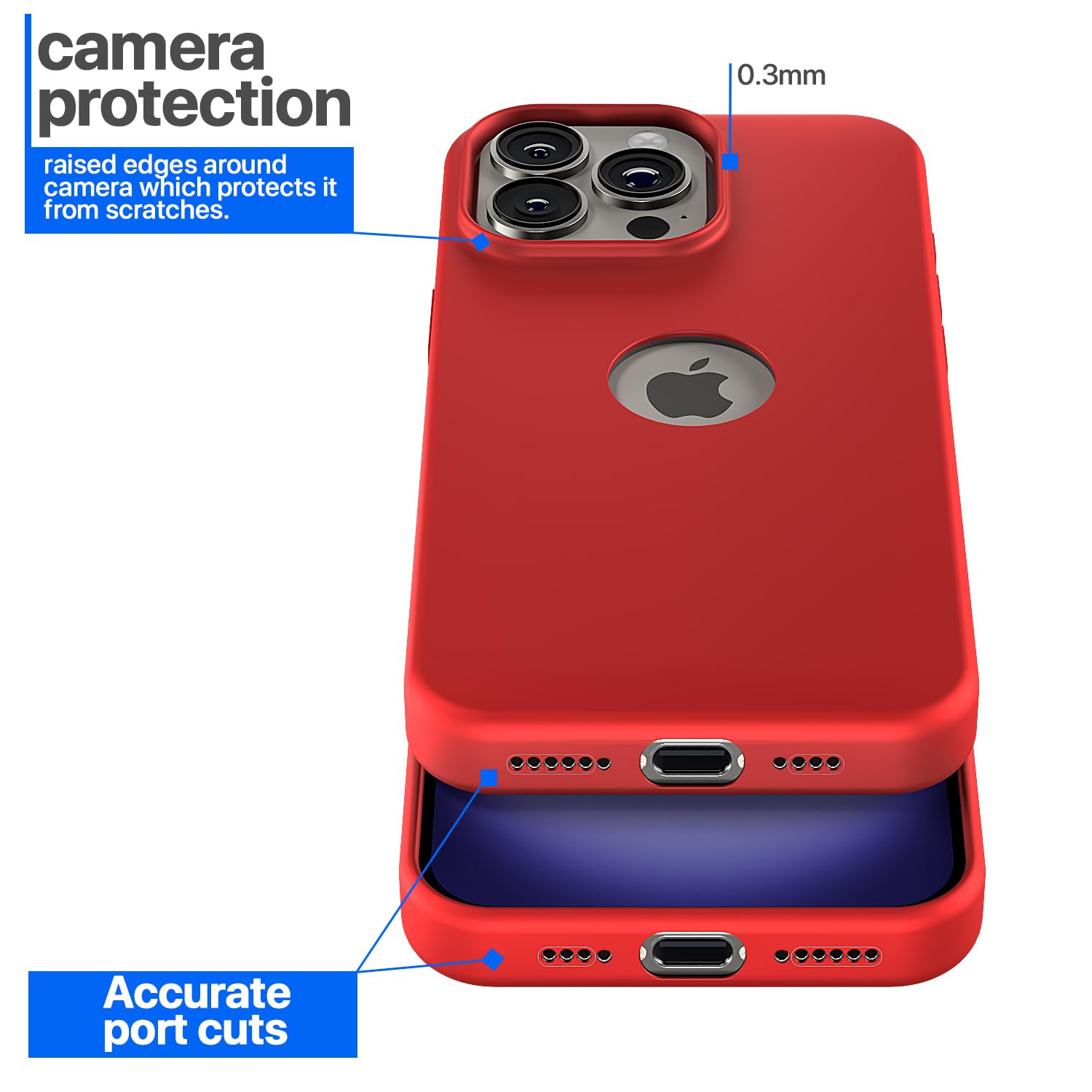 Pikkme iPhone 16 Pro Max Super Soft Silicone Back Cover (Red)