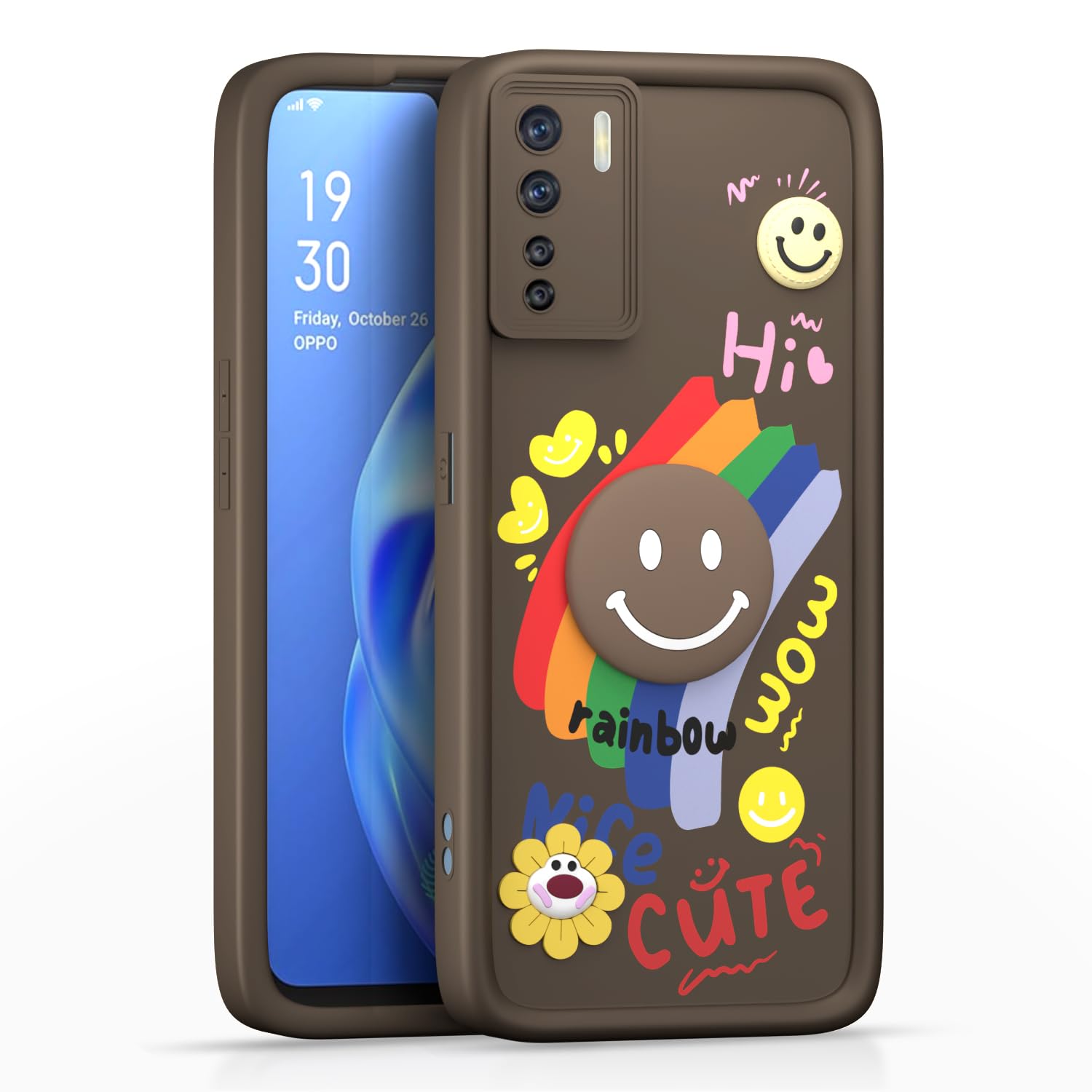 Brown mobile back cover for Oppo F15 – Pikkme