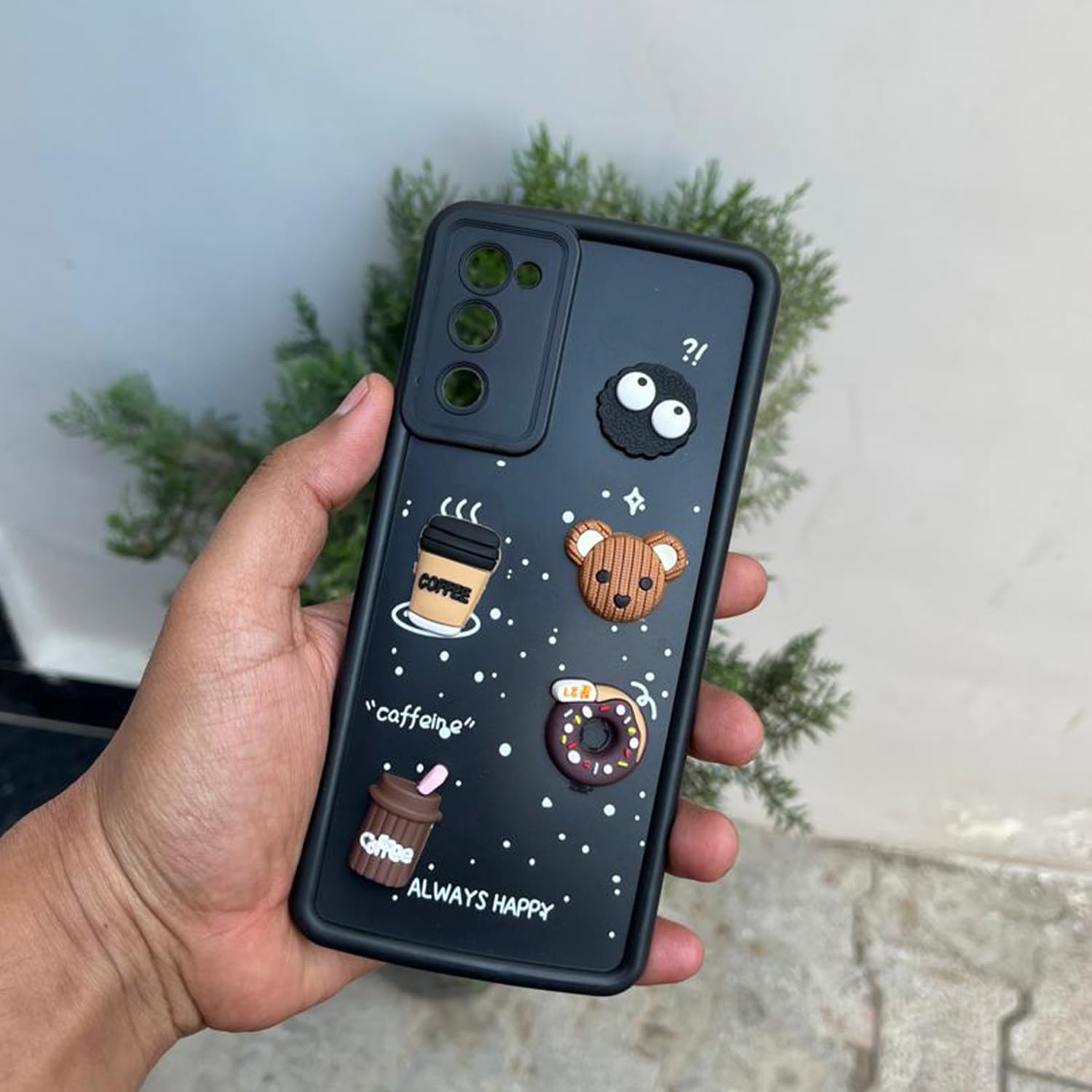 Pikkme Samsung Galaxy S20 FE 5G Cute Fun Cartoon 3D Bear Coffee Back Cover (Black)