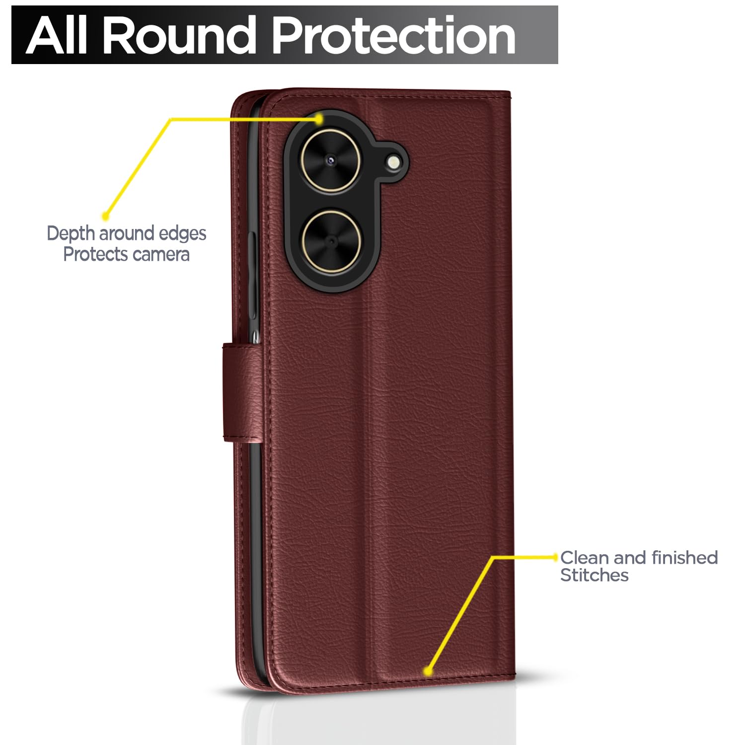 Pikkme Poco C71 / Redmi A5 Vintage Flip Cover (Brown)