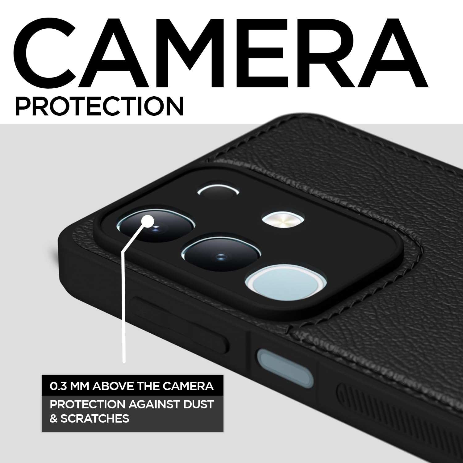 Pikkme Vivo T4x 5G / iQoo Z10x 5G Leather Back Case | Black