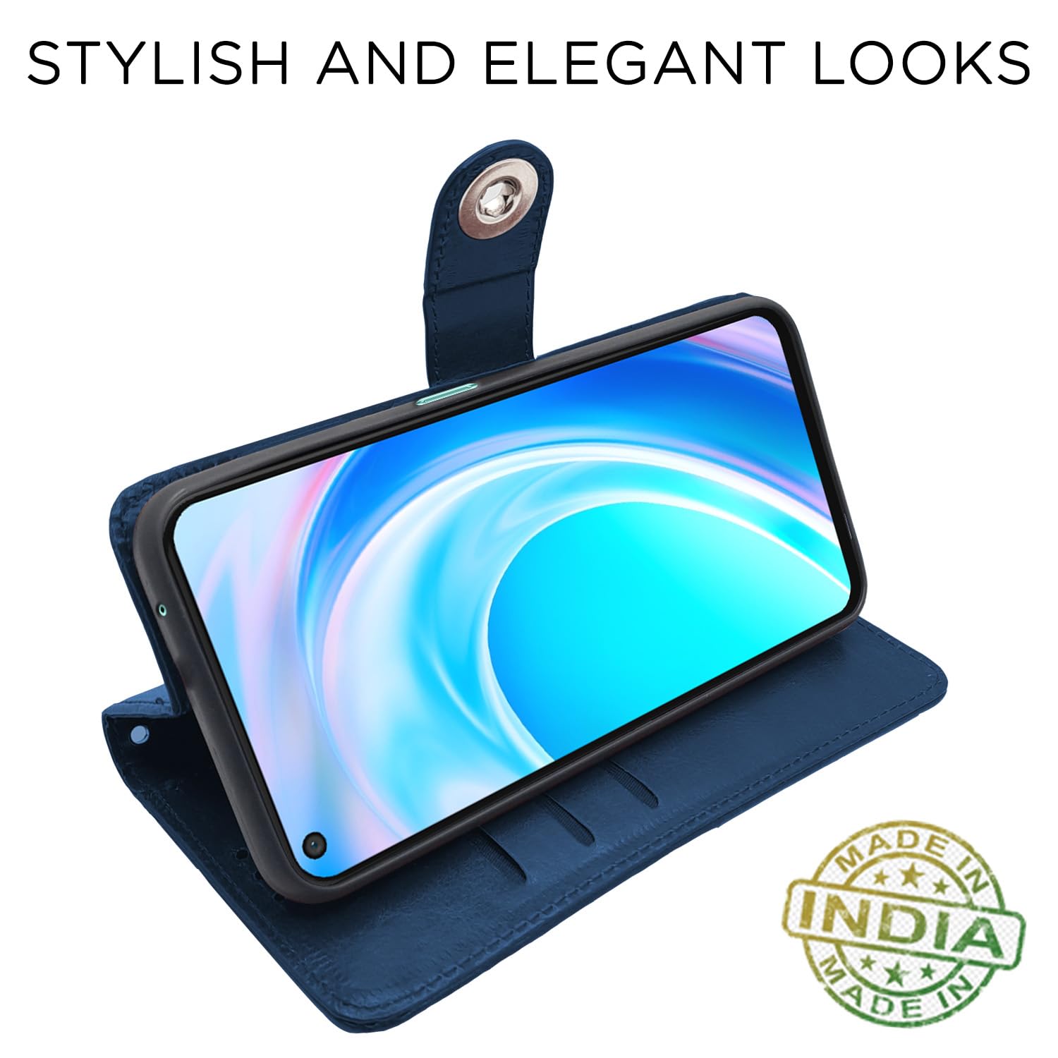 Pikkme OnePlus Nord Ce 2 Lite 5G Button Flip Cover (Blue)