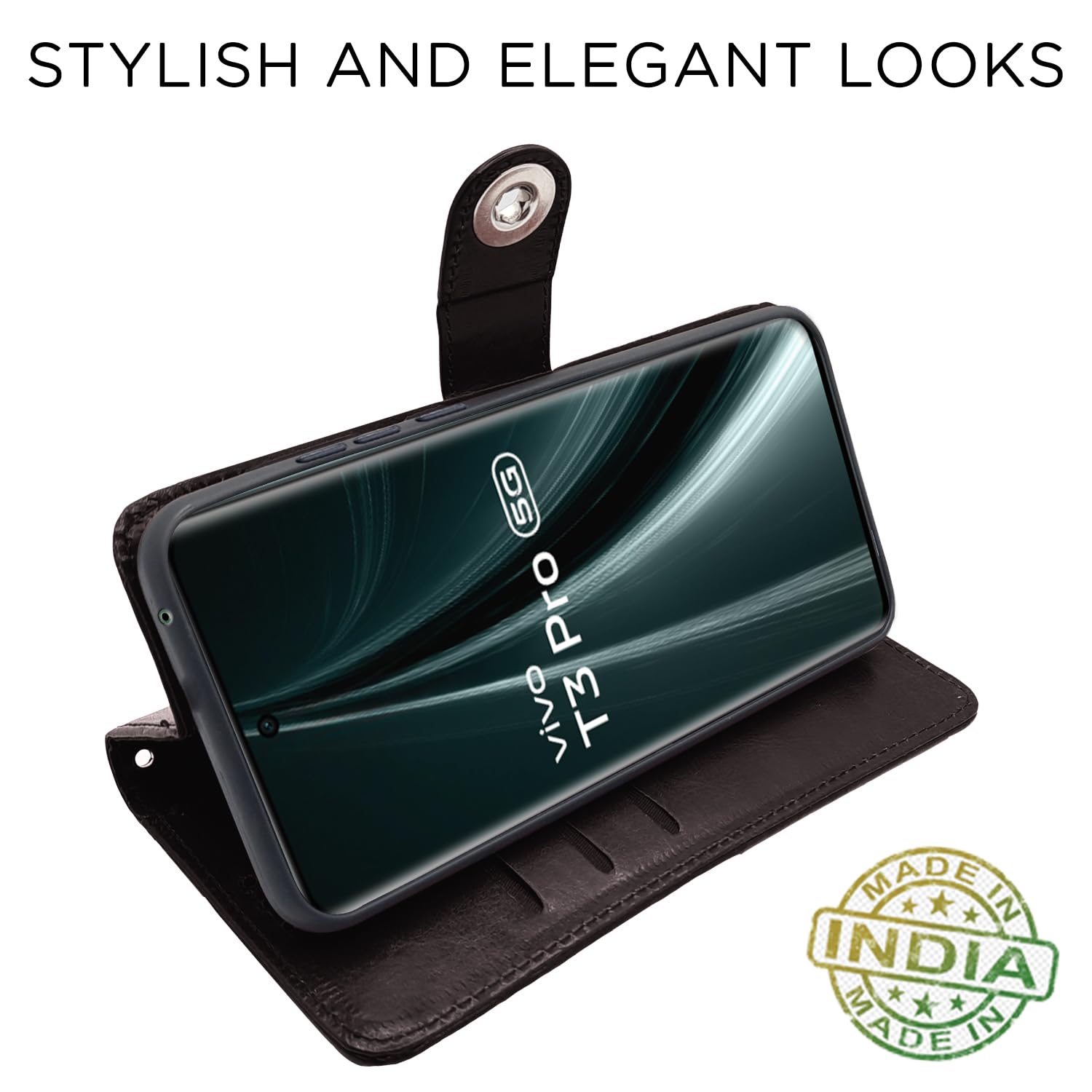Vivo T3 Pro/iQOO Z9s Pro 5G mobile flip cover in coffee by Pikkme – photo 3