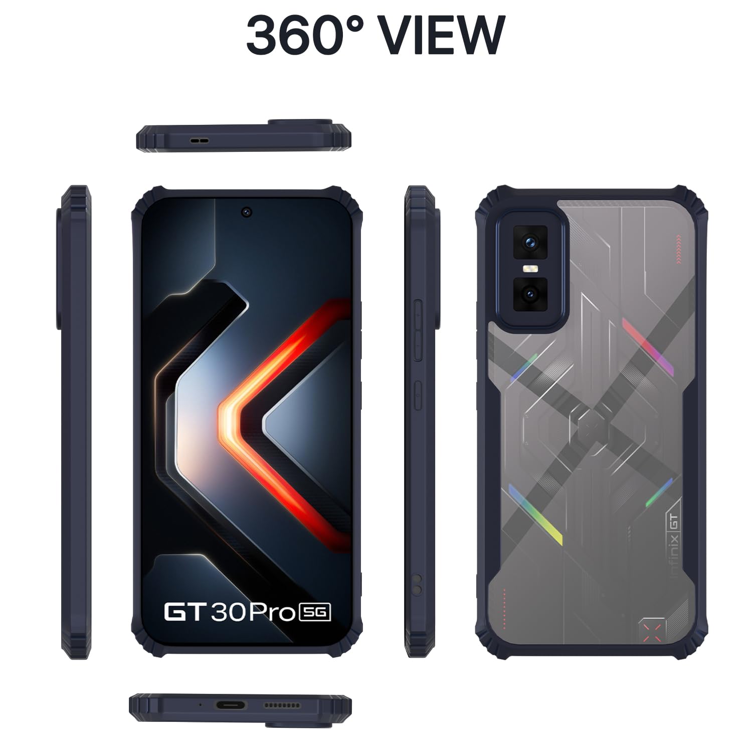 Pikkme Infinix GT 30 Pro 5G Eagle Crystal Clear Transparent Back Cover (Blue)
