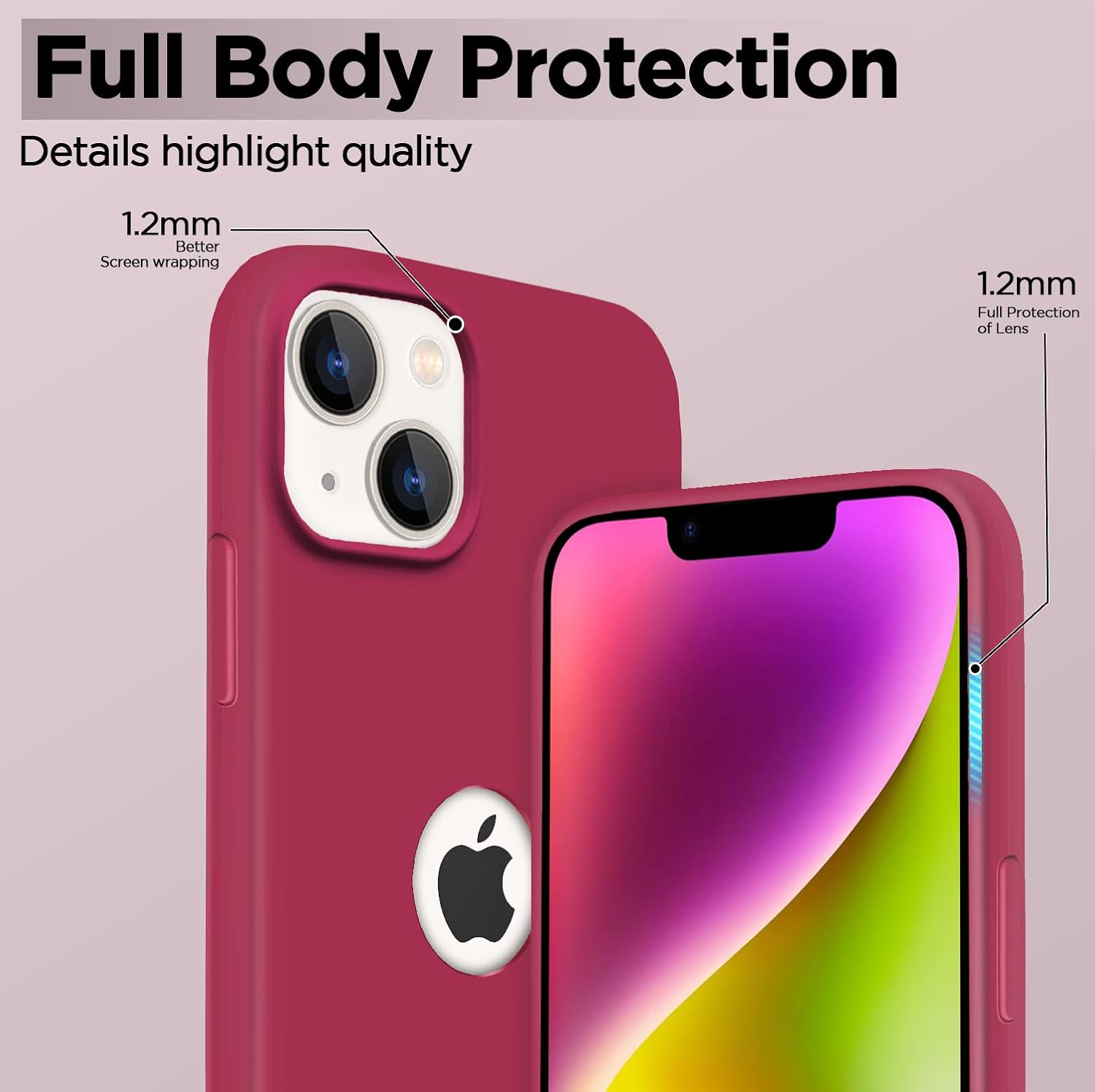 Pikkme iPhone 14 Plus Super Soft Silicone Back Cover (Rose Red)