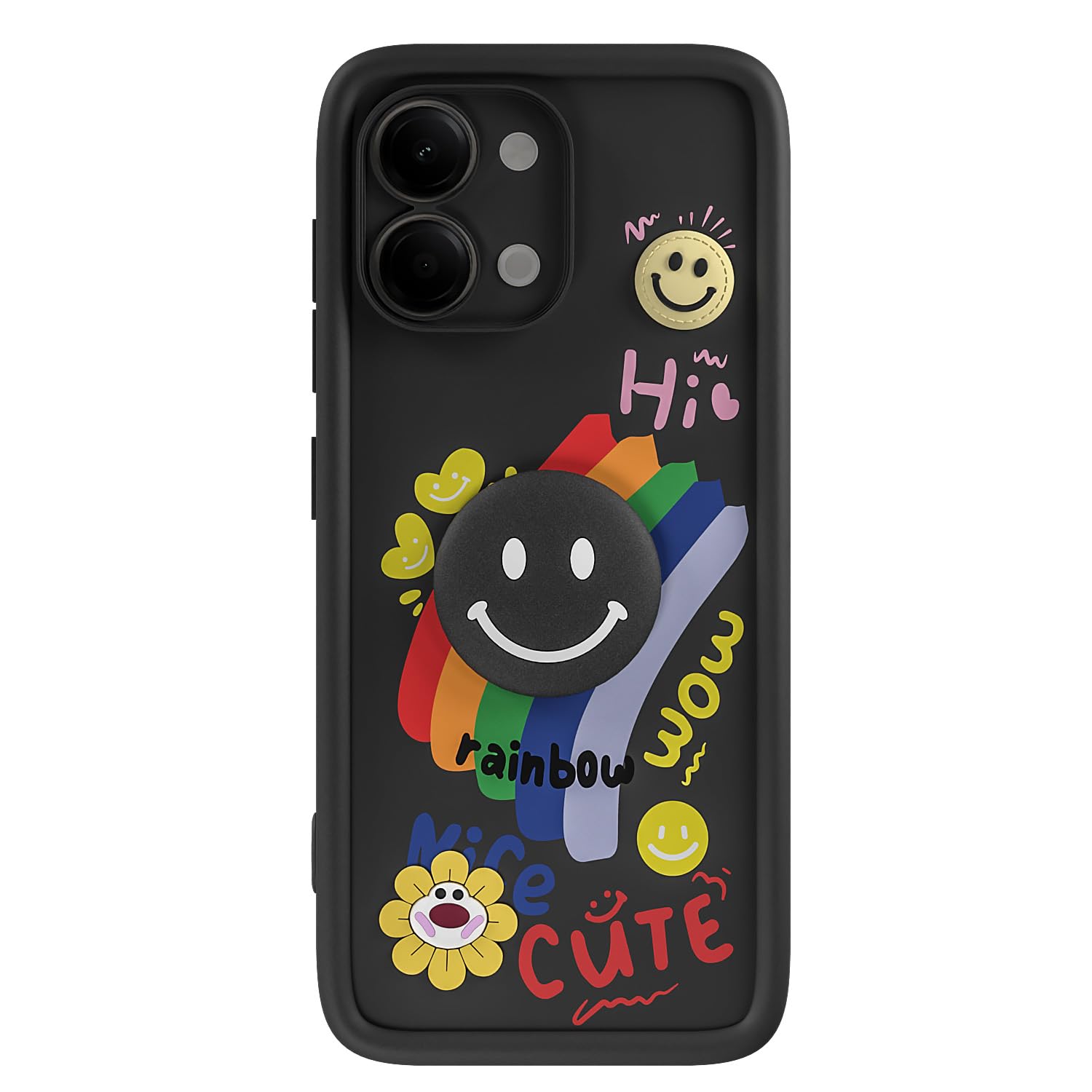 Pikkme Vivo Y11/T5 Lite 5G Smile Rainbow black phone cover – photo 7