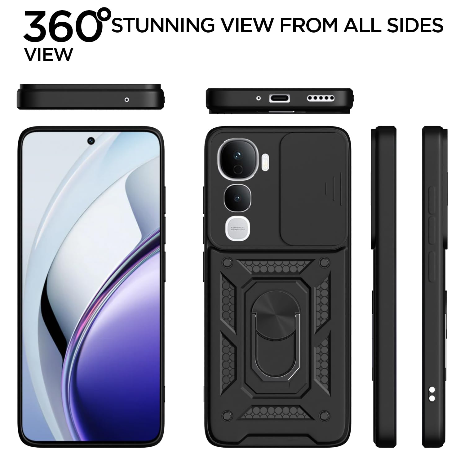Pikkme Vivo Y400 Pro 5G D10 Tough Armor Back Cover (Black)