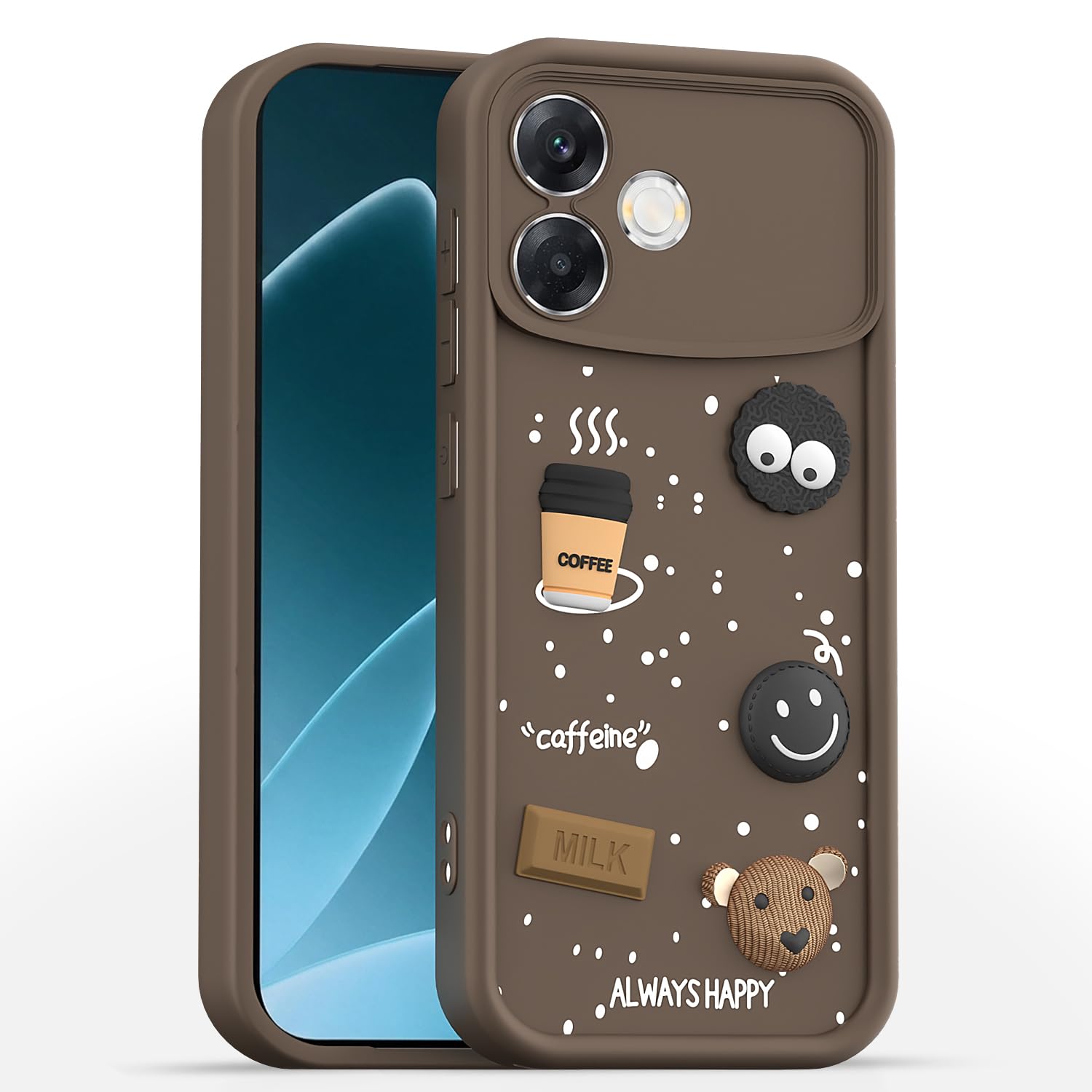 Oppo F33 Pro 5G/3D Silicone back cover in brown by Pikkme