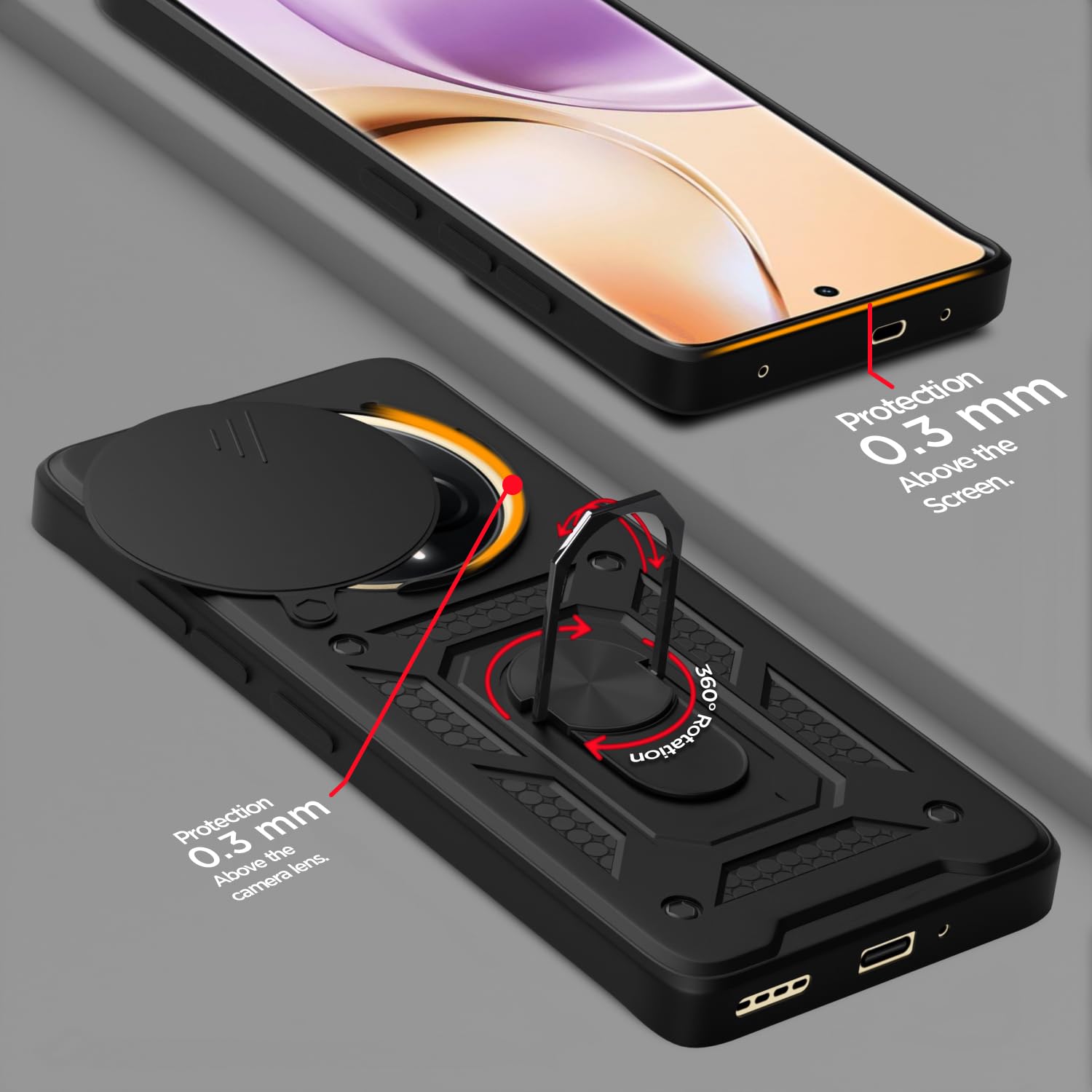 Pikkme Realme 14 Pro 5G D10 Tough Armor Back Cover (Black)