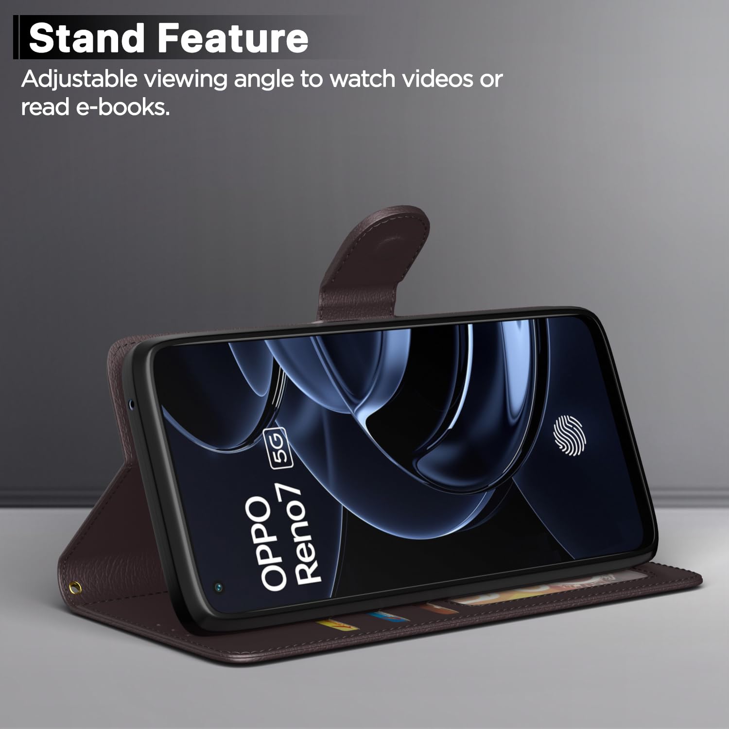 Pikkme Oppo Reno 7 5G coffee wallet flip cover – photo 3