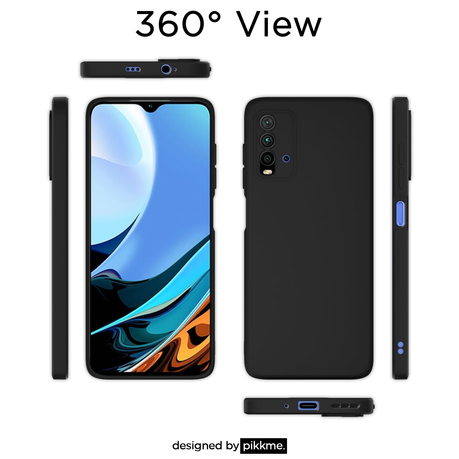 Pikkme Mi Redmi 9 Power Liquid Silicone Back Cover | Black