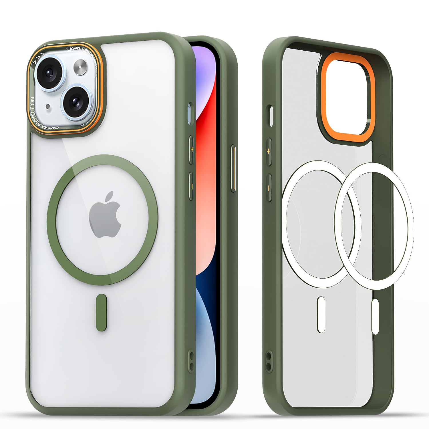 Pikkme green mag-safe back cover for iPhone 14